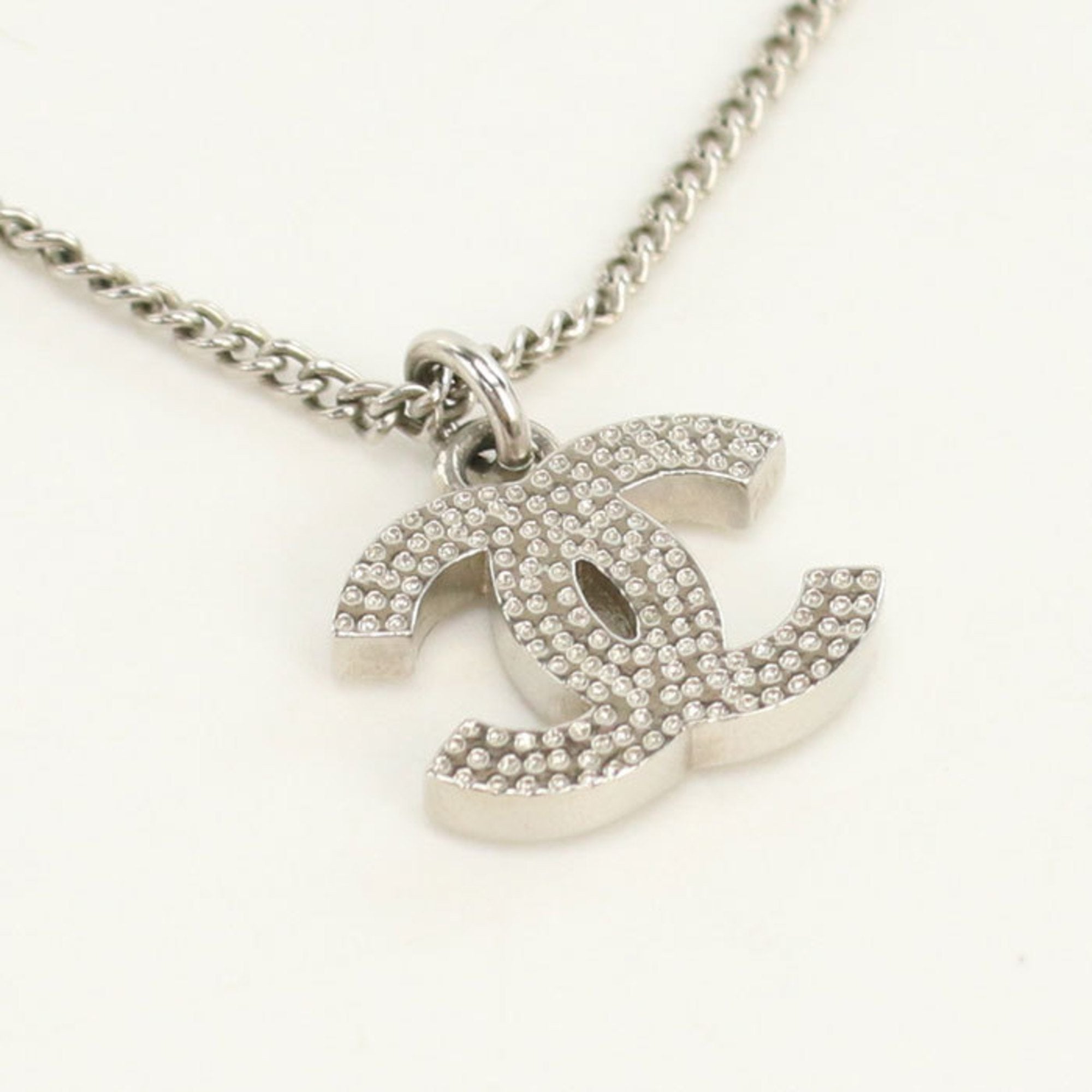 CC Logo Pendant Necklace Silver-Tone Metal