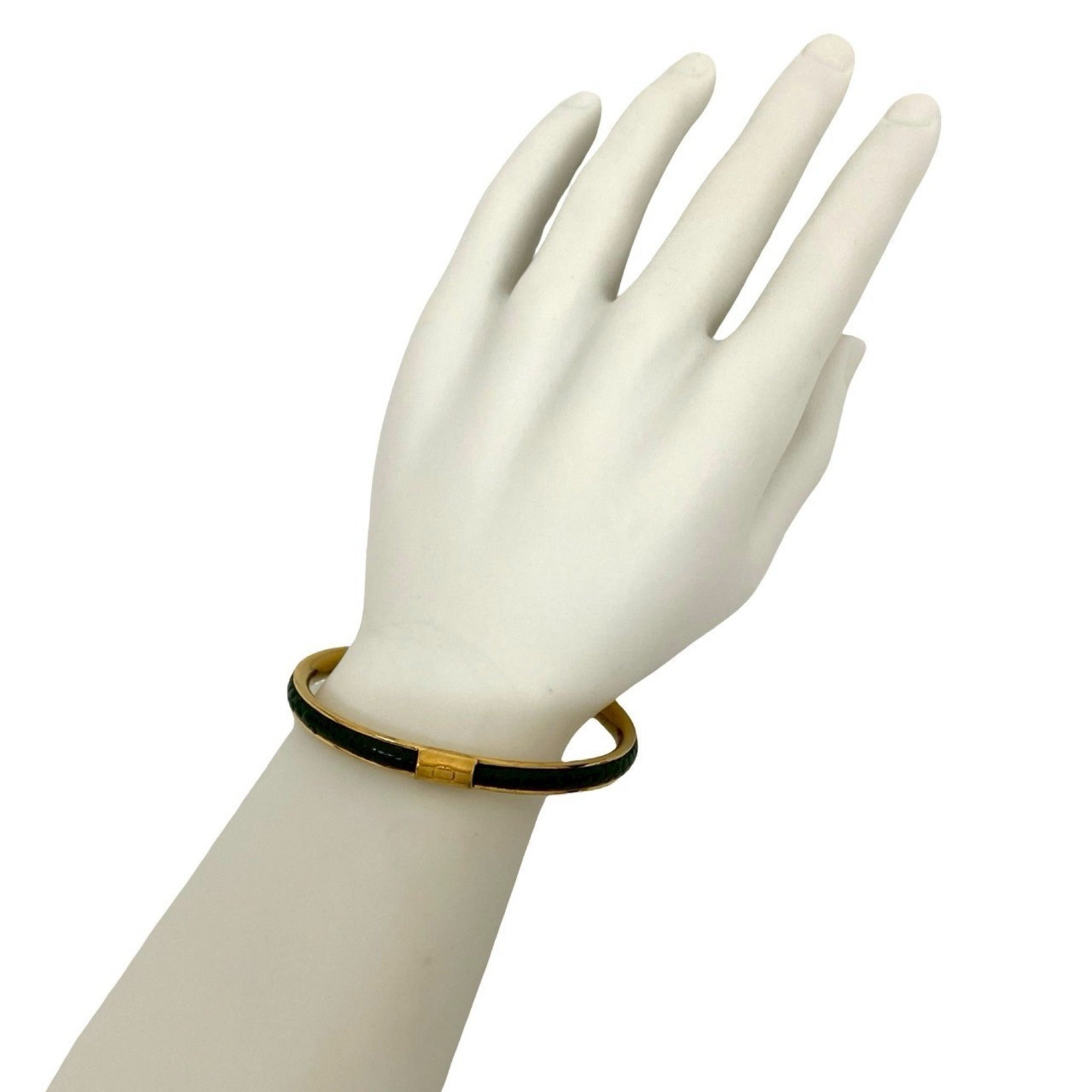 GG Bangle Bracelet Gold and Leather