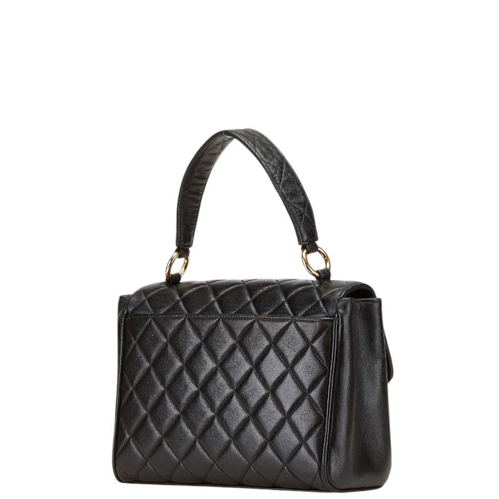 Vintage Classic Top Handle Flap Bag Quilted Lambskin Medium