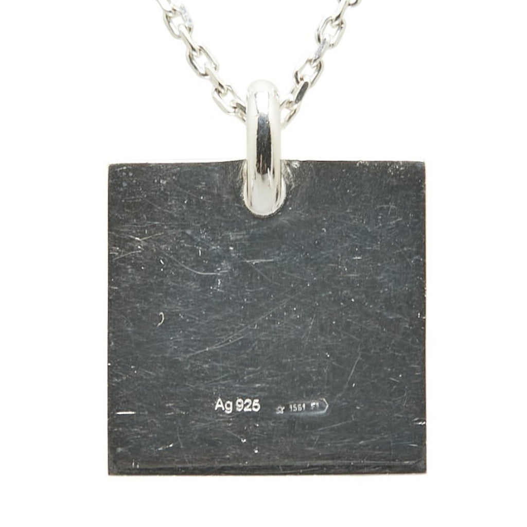 Square Plate Pendant Necklace Sterling Silver