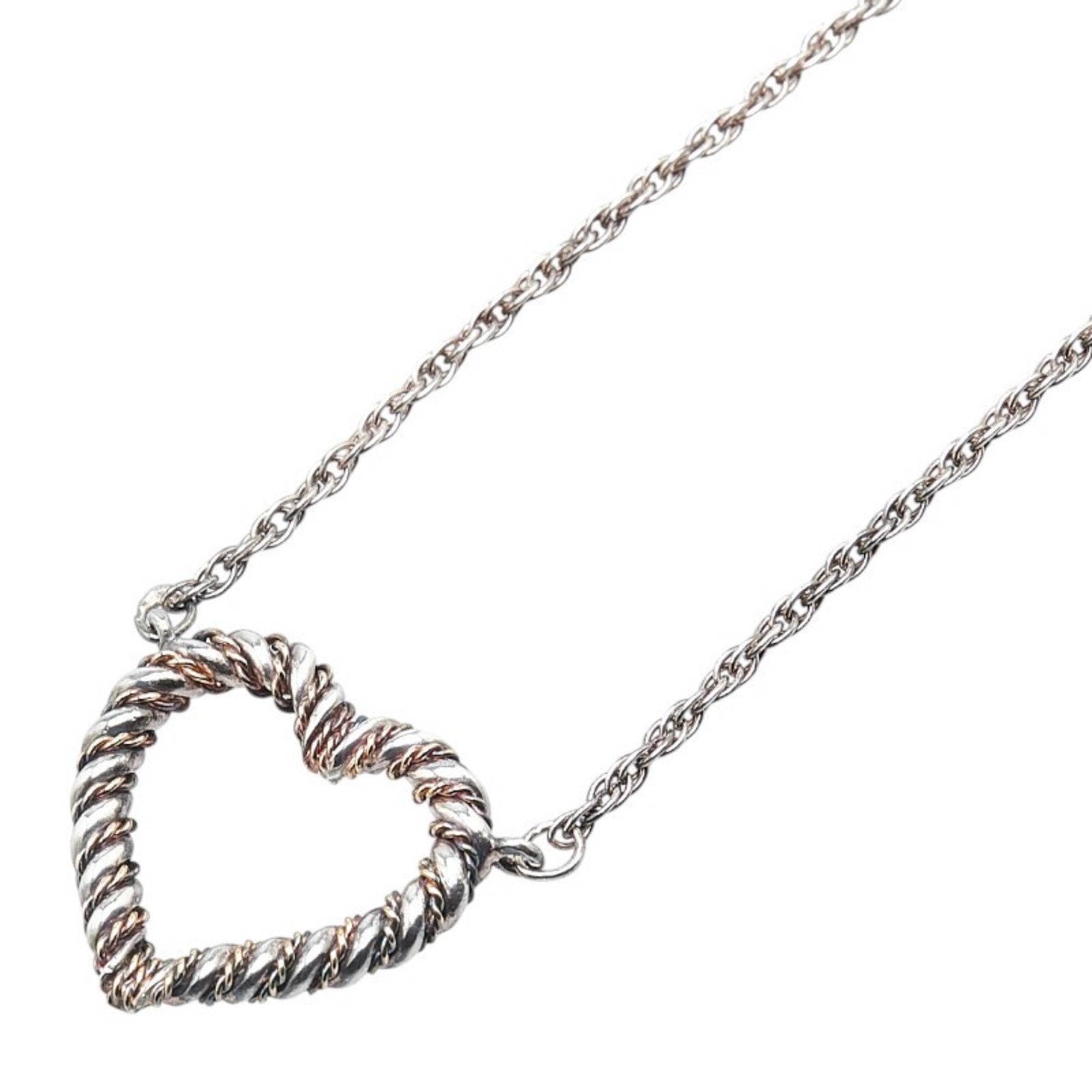 Twisted Heart Pendant Necklace Sterling Silver