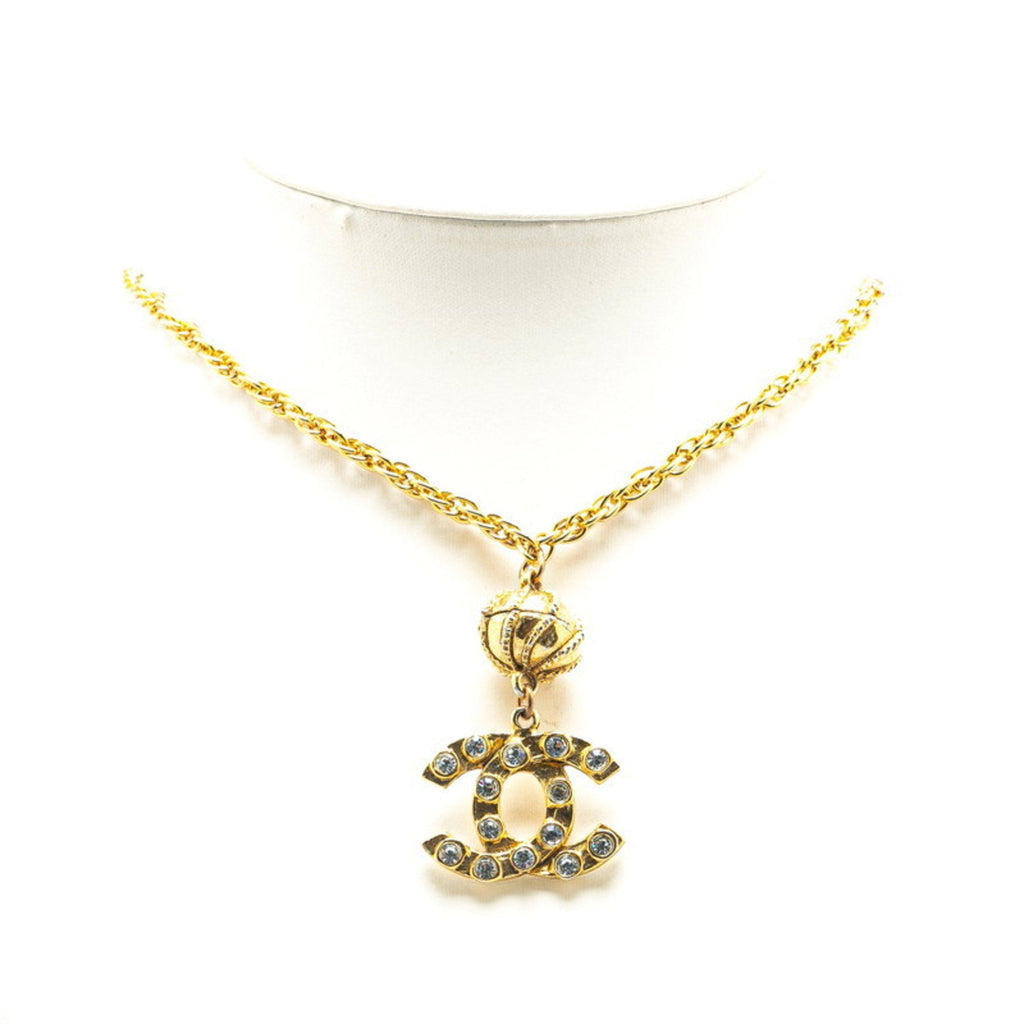CC Logo Pendant Necklace Gold-Tone Metal