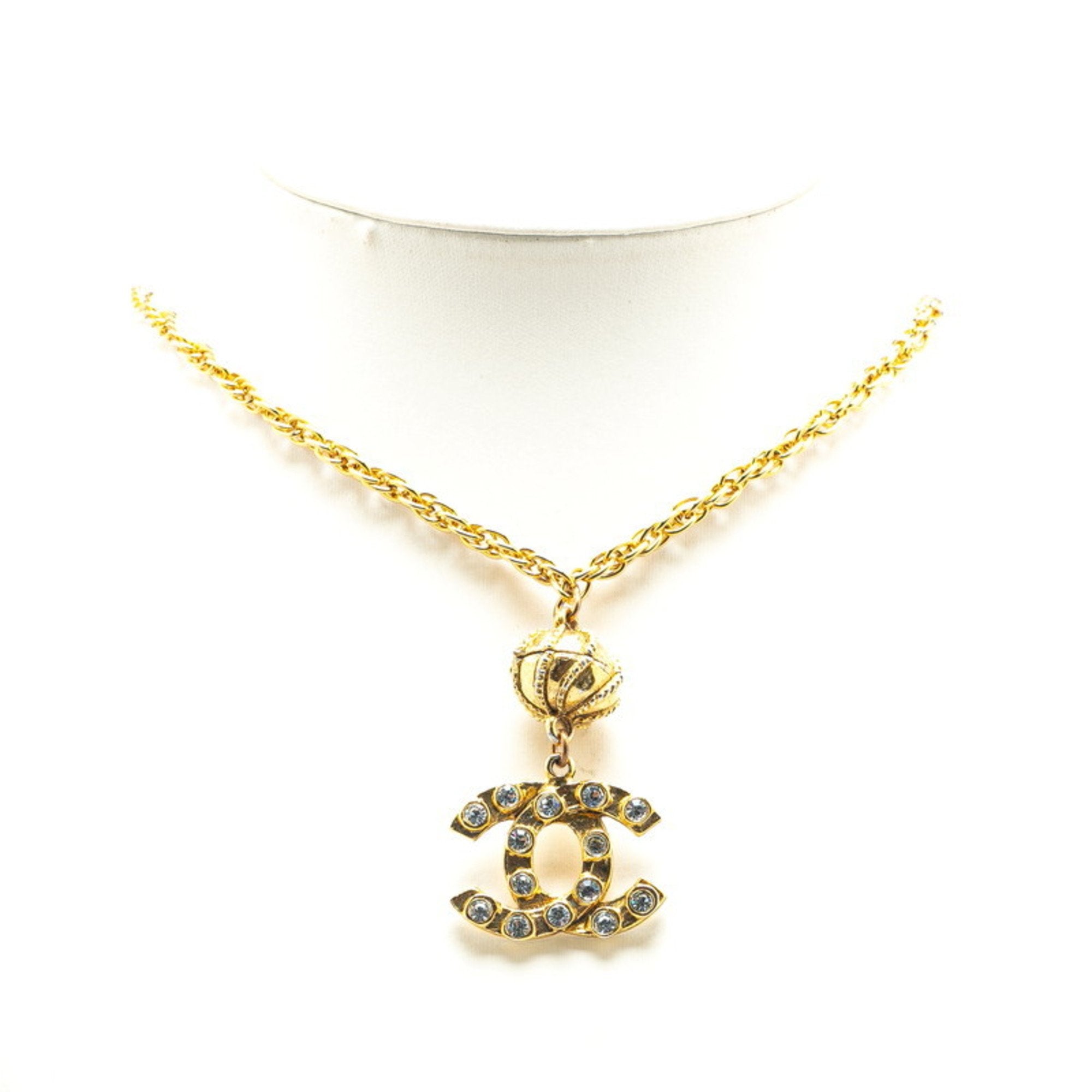 CC Logo Pendant Necklace Gold-Tone Metal