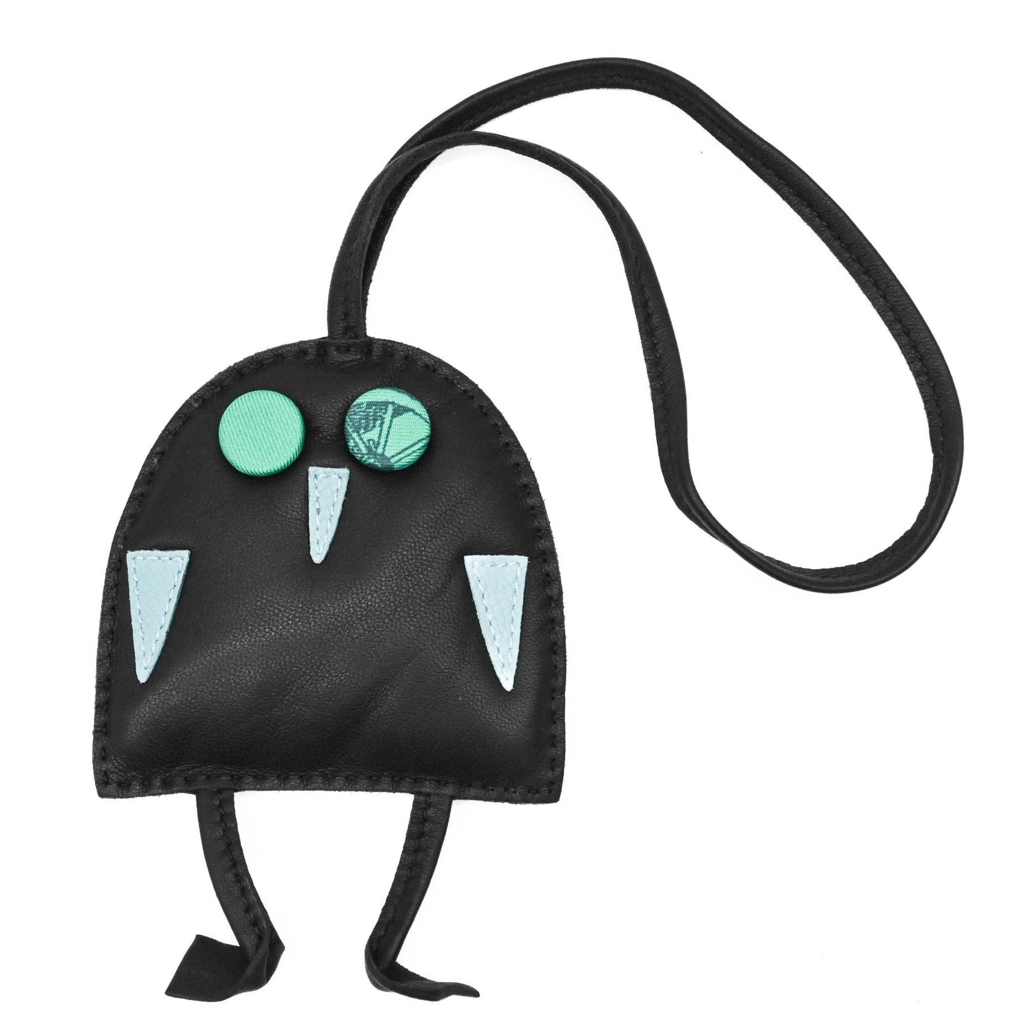 Petit H Owl Charm Leather Black Handbag Charm