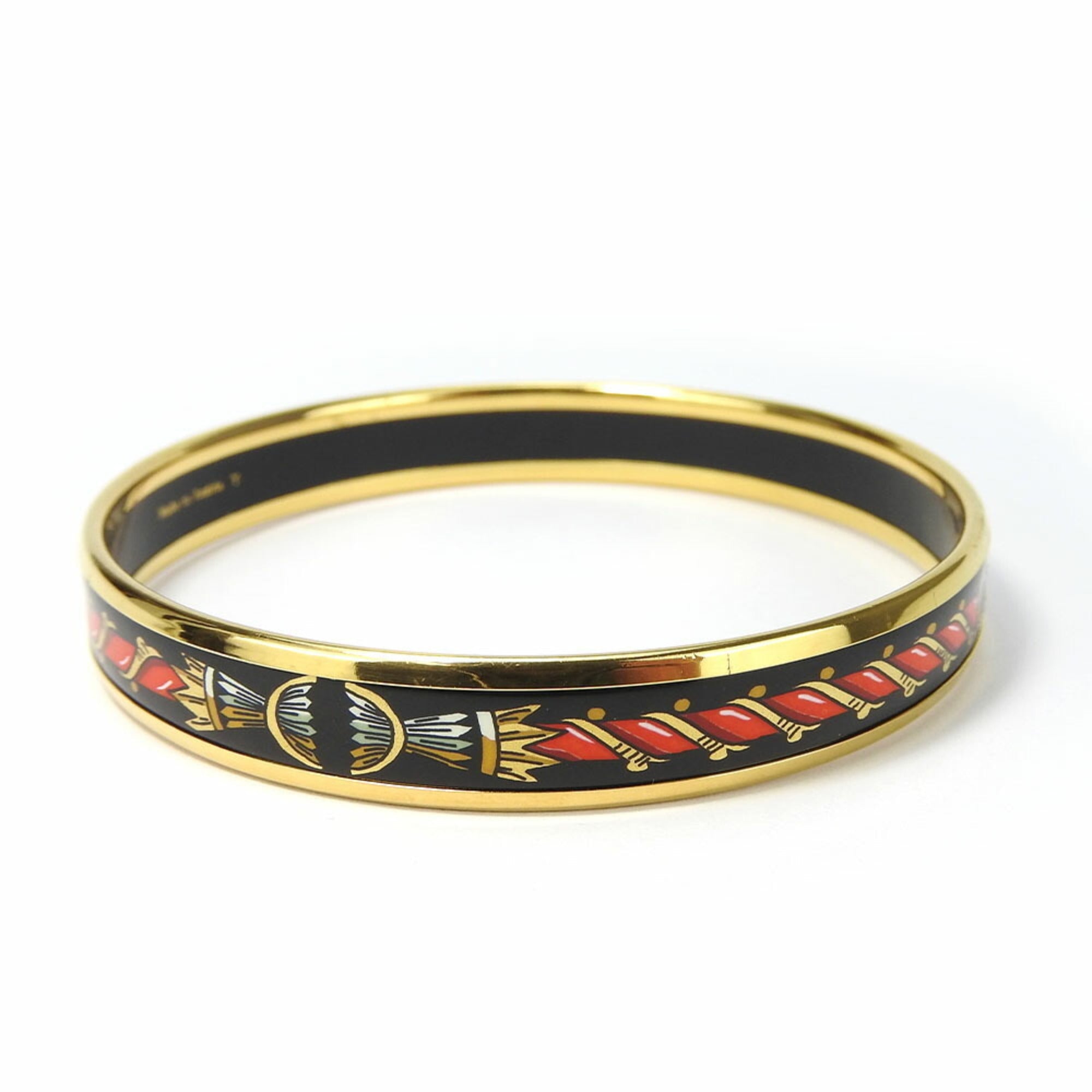 Bangle Enamel and Metal Black Bracelet