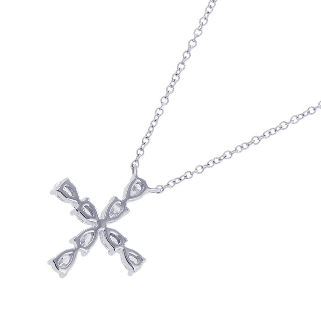 Symbols Shape Mini Cross Pendant Necklace Platinum with Diamond