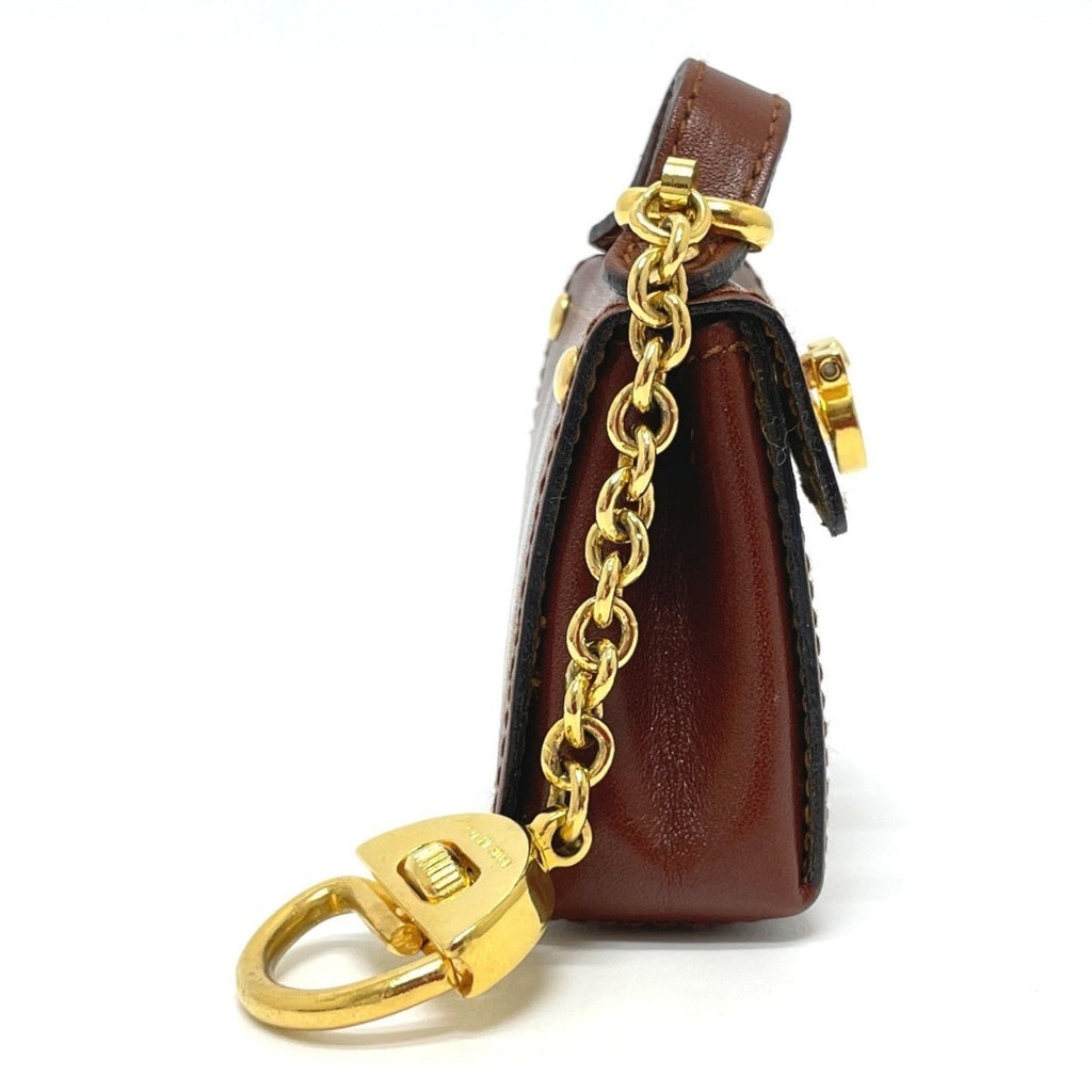 Gancini Charm Leather Brown and Gold Hardware Handbag Charm