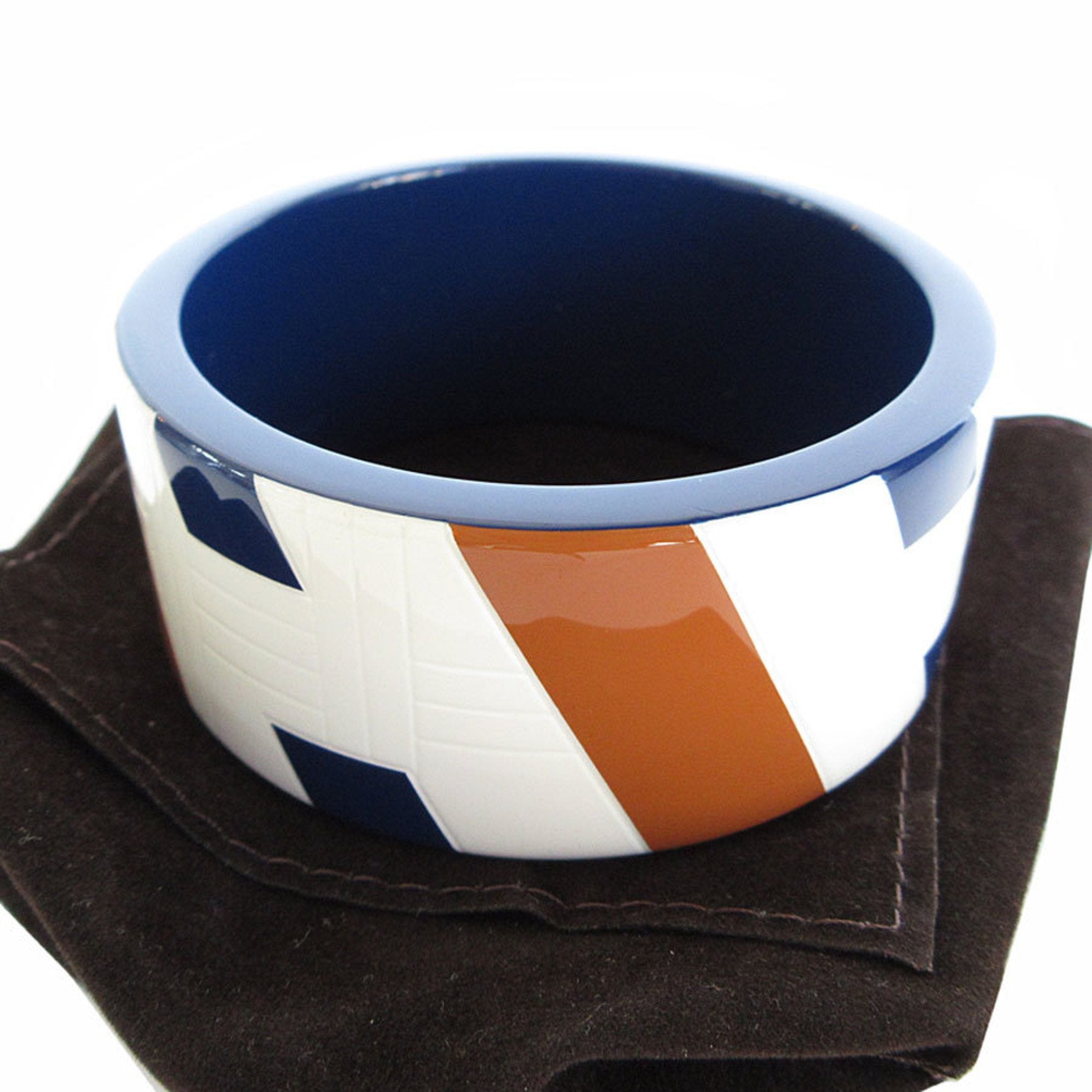 Bangle Bracelet Lacquer and Wood Brown Dark Blue Off-White
