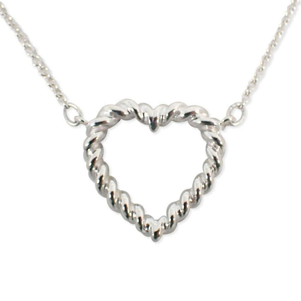 Rope Heart Pendant Necklace Sterling Silver
