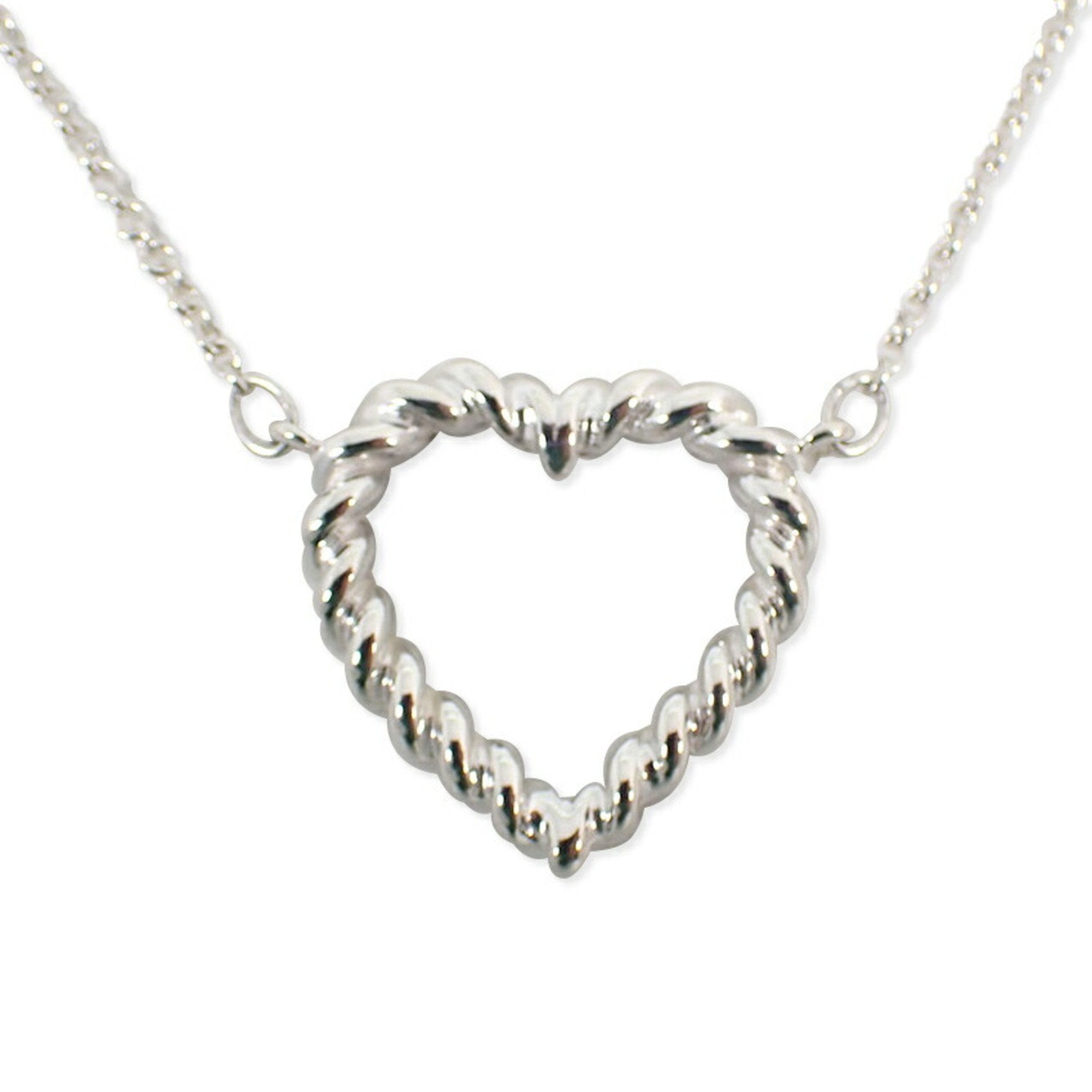 Rope Heart Pendant Necklace Sterling Silver