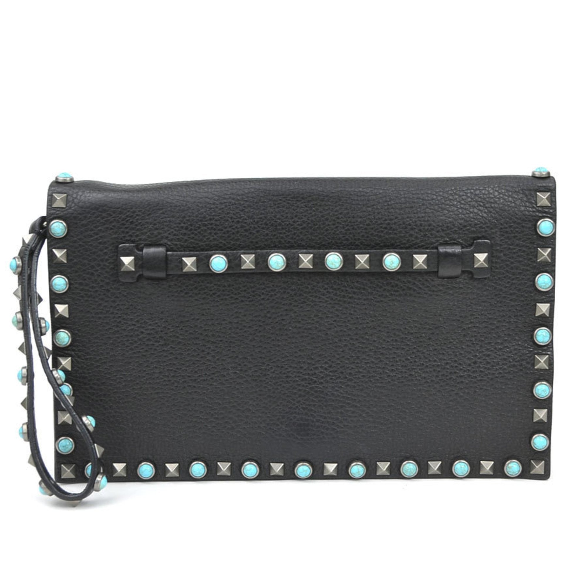 Rolling Rockstud Flap Clutch Leather with Cabochons Medium