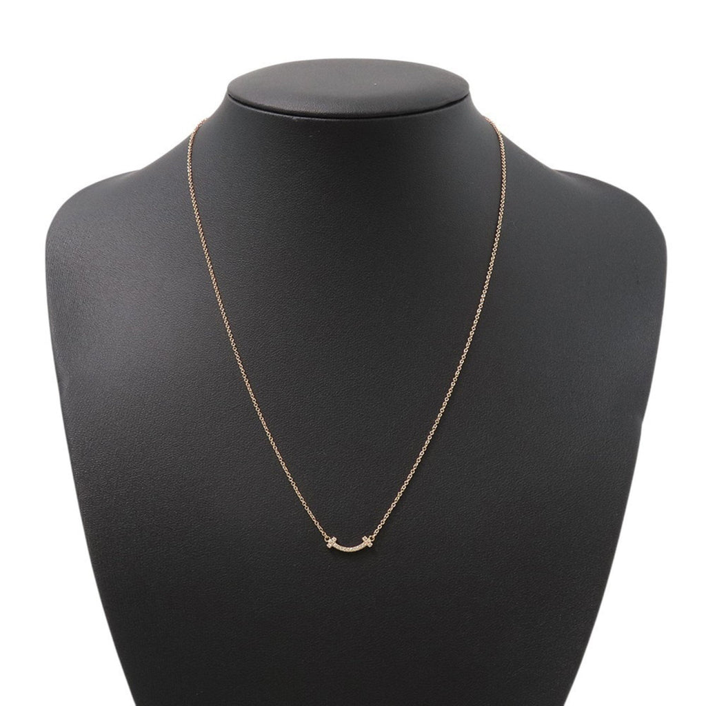 T Smile Mini Pendant Necklace 18K Rose Gold with Diamonds