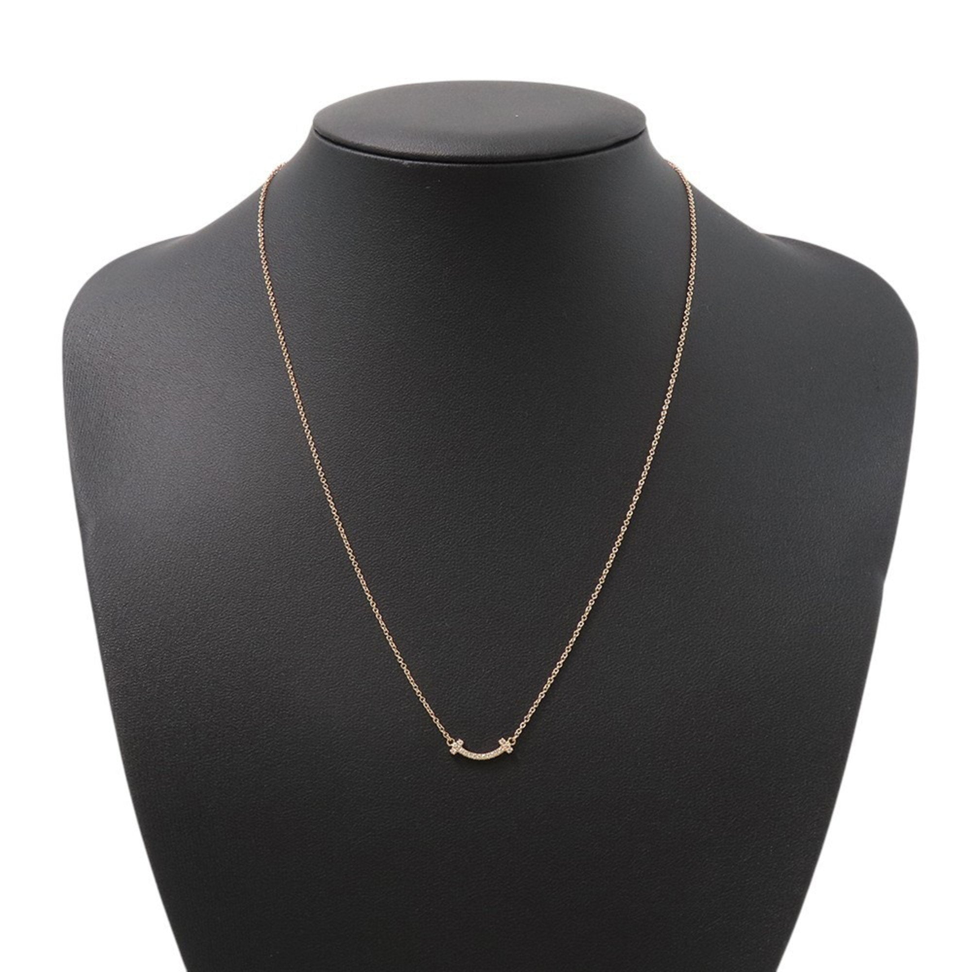 T Smile Mini Pendant Necklace 18K Rose Gold with Diamonds