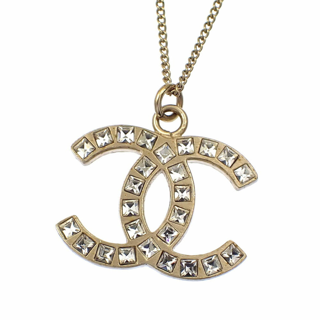CC Logo Pendant Necklace Gold-Tone Metal