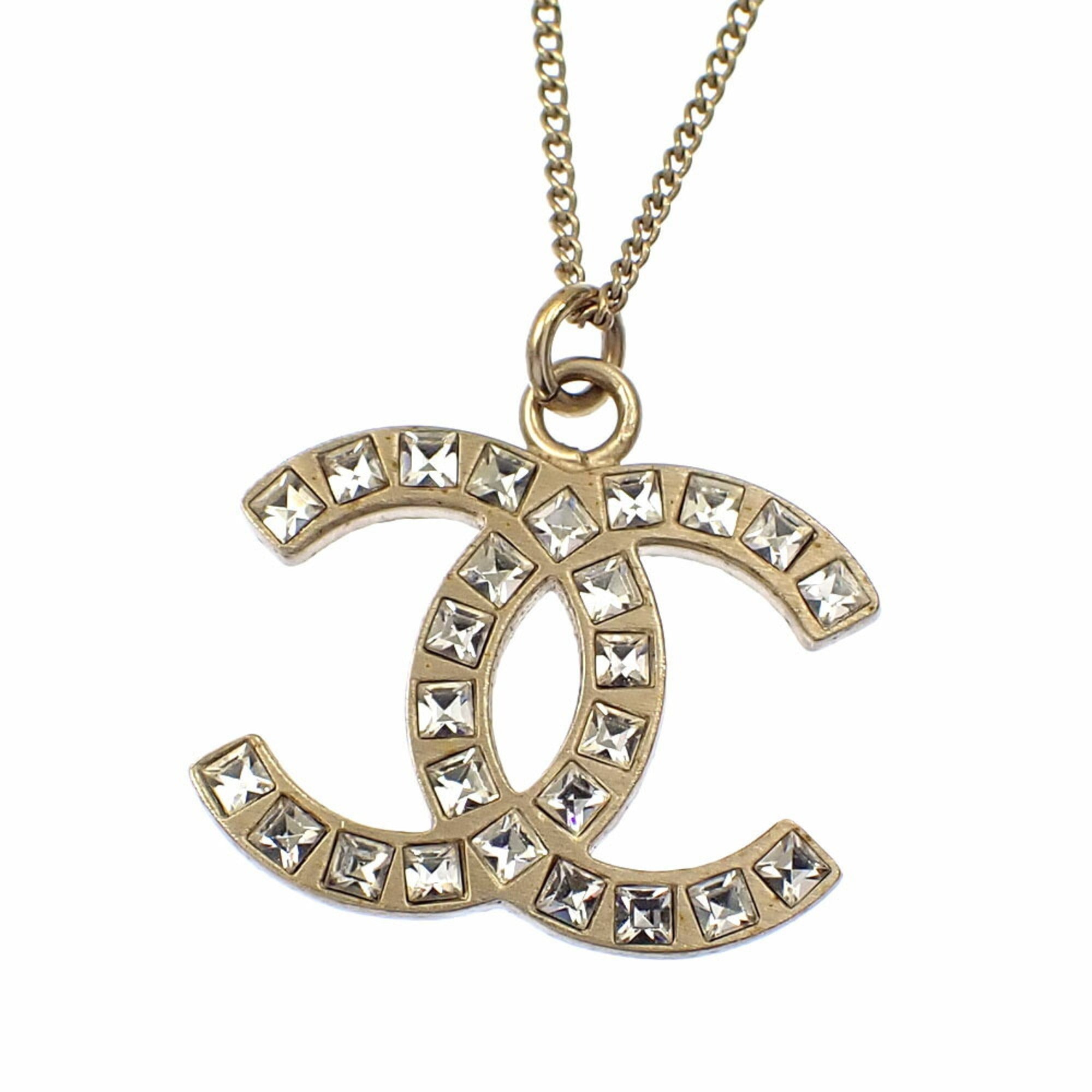 CC Logo Pendant Necklace Gold-Tone Metal