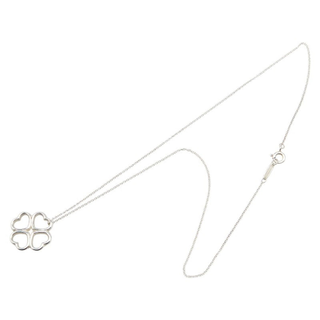 Four-Leaf Clover Motif Pendant Necklace Sterling Silver