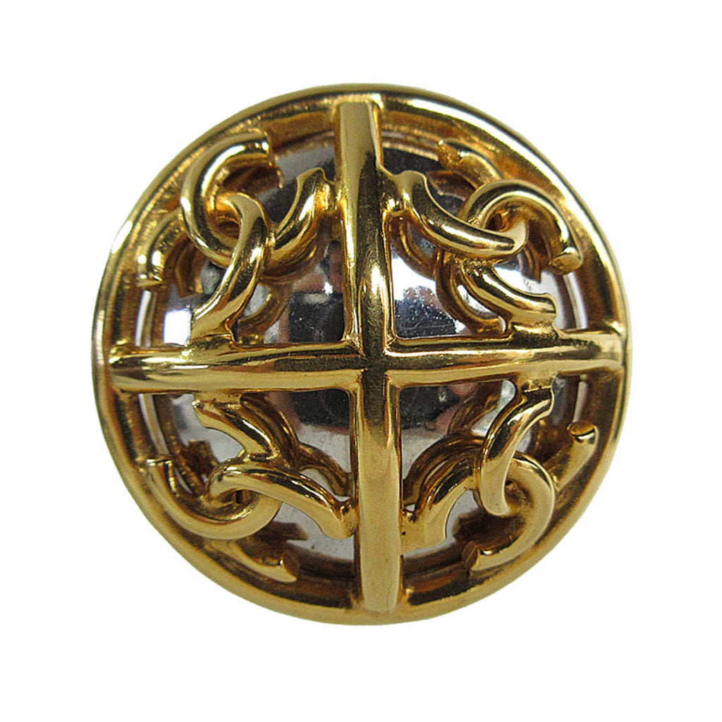 CC Logo Brooch Gold-Tone Metal