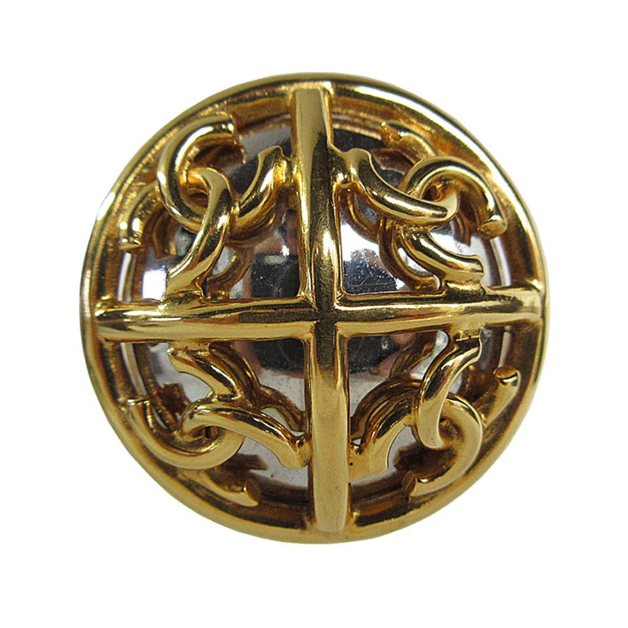 CC Logo Brooch Gold-Tone Metal