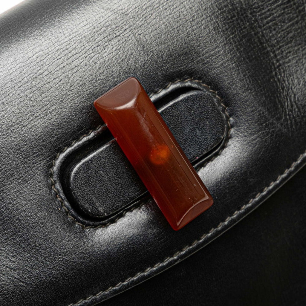 Vintage Convertible Bamboo Top Handle Bag Leather Small