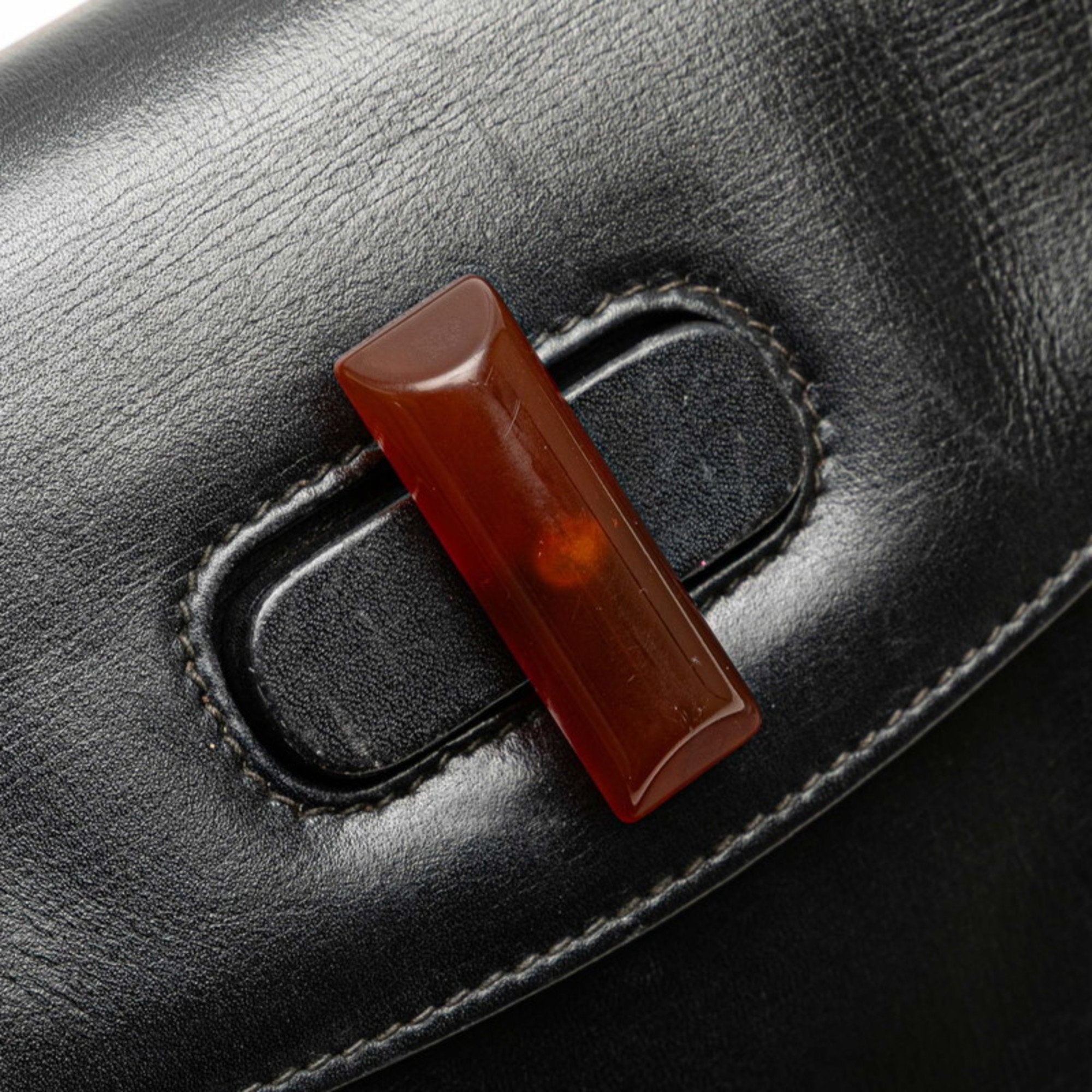 Vintage Convertible Bamboo Top Handle Bag Leather Small