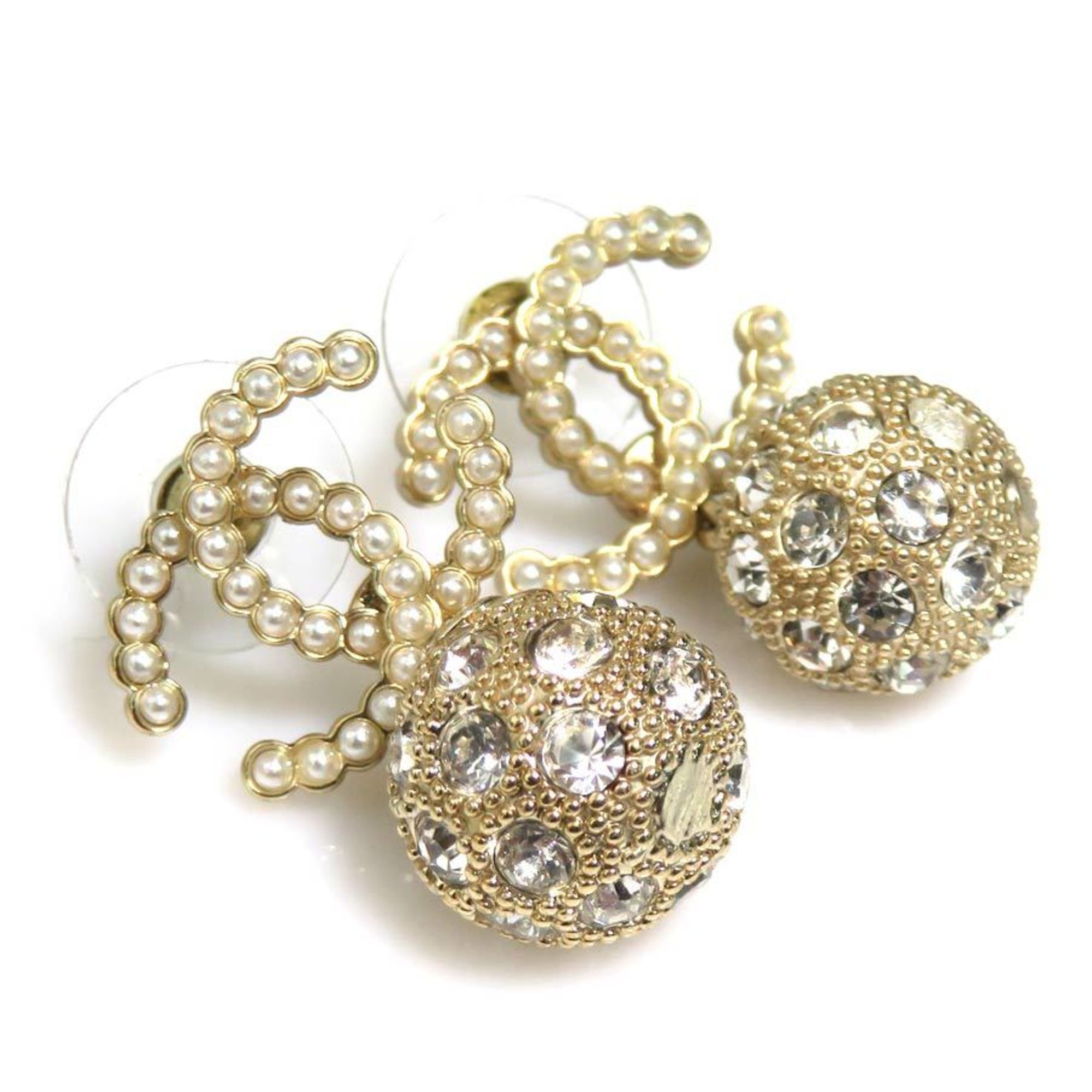 Earrings Pearl Gold-Tone Metal