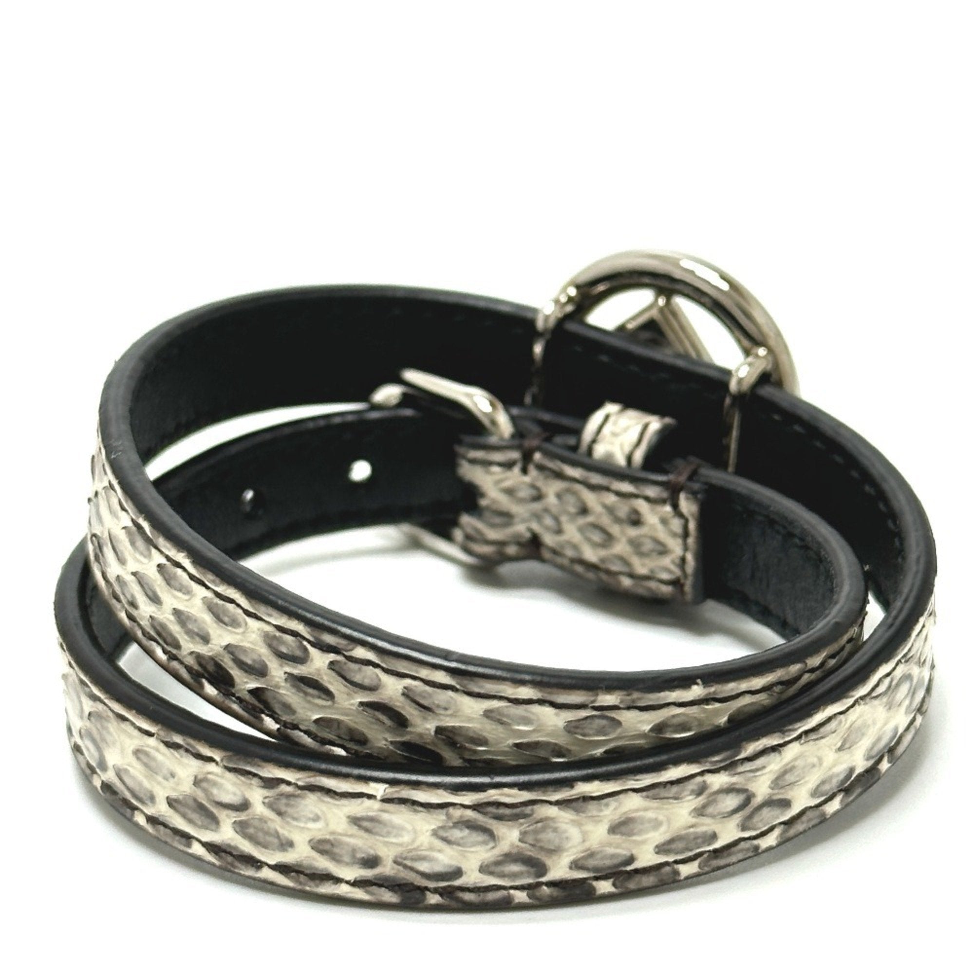 F Double Layered Bracelet Leather Beige