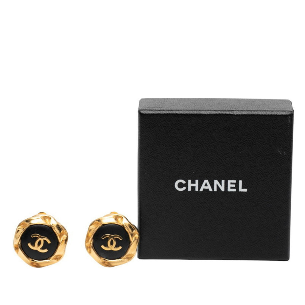 CC Logo Round Clip-On Earrings Gold-Tone Metal Gold-Tone Metal
