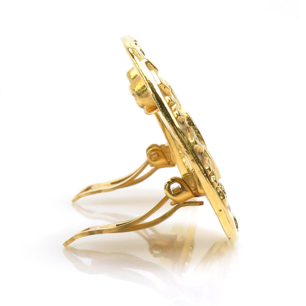 CC Logo Clip-On Earrings Gold-Tone Metal Gold-Tone Metal
