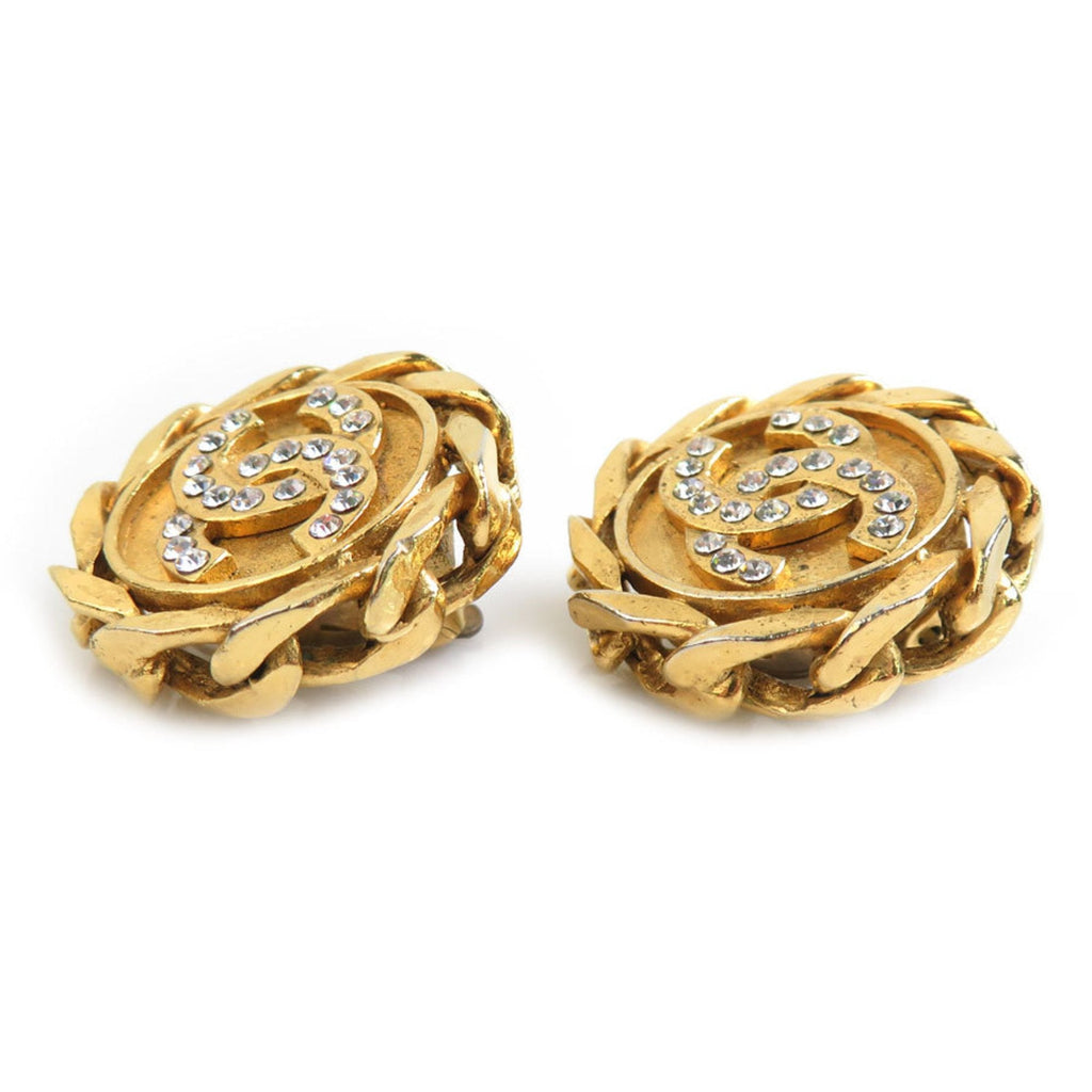 CC Logo Clip-On Earrings Gold-Tone Metal