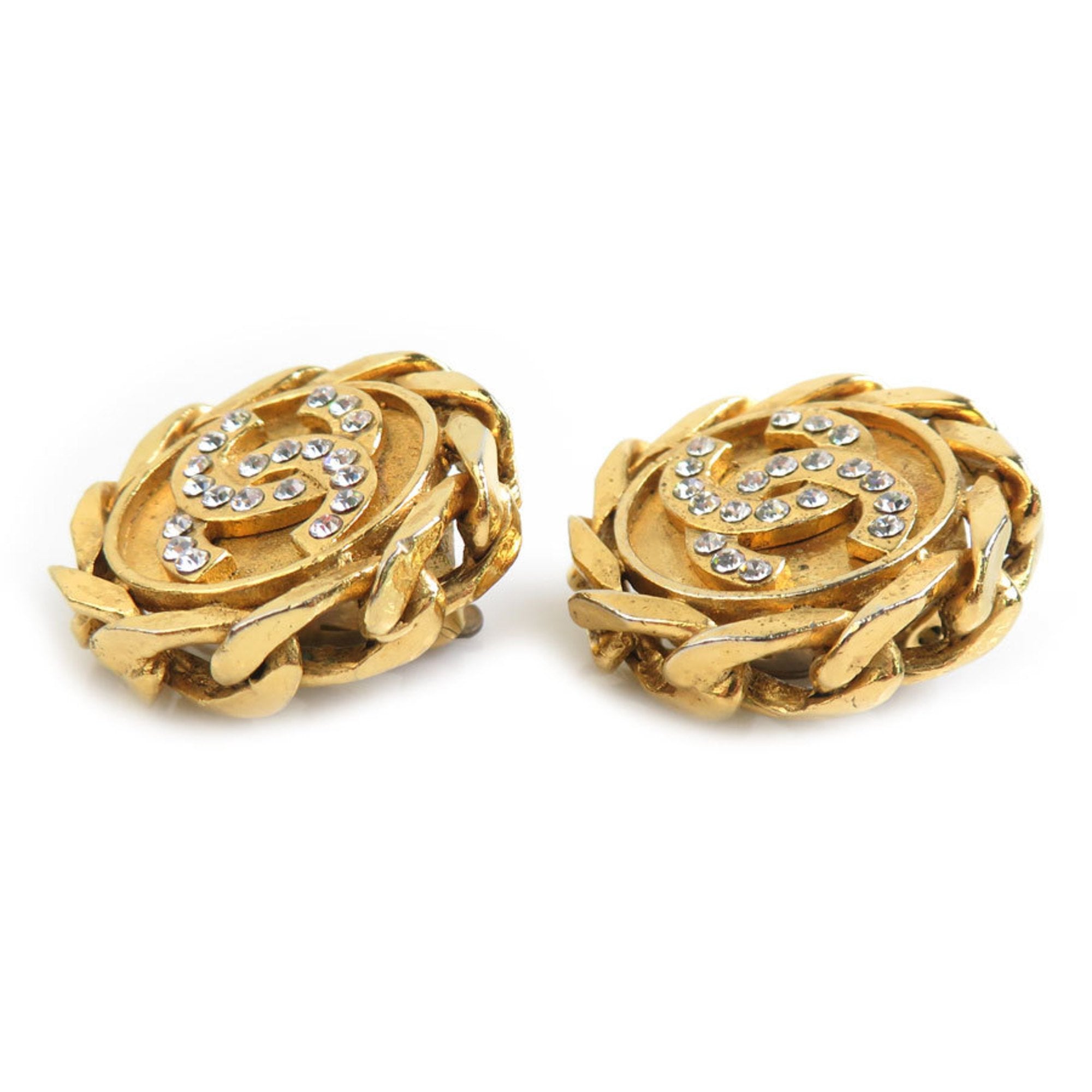 CC Logo Clip-On Earrings Gold-Tone Metal