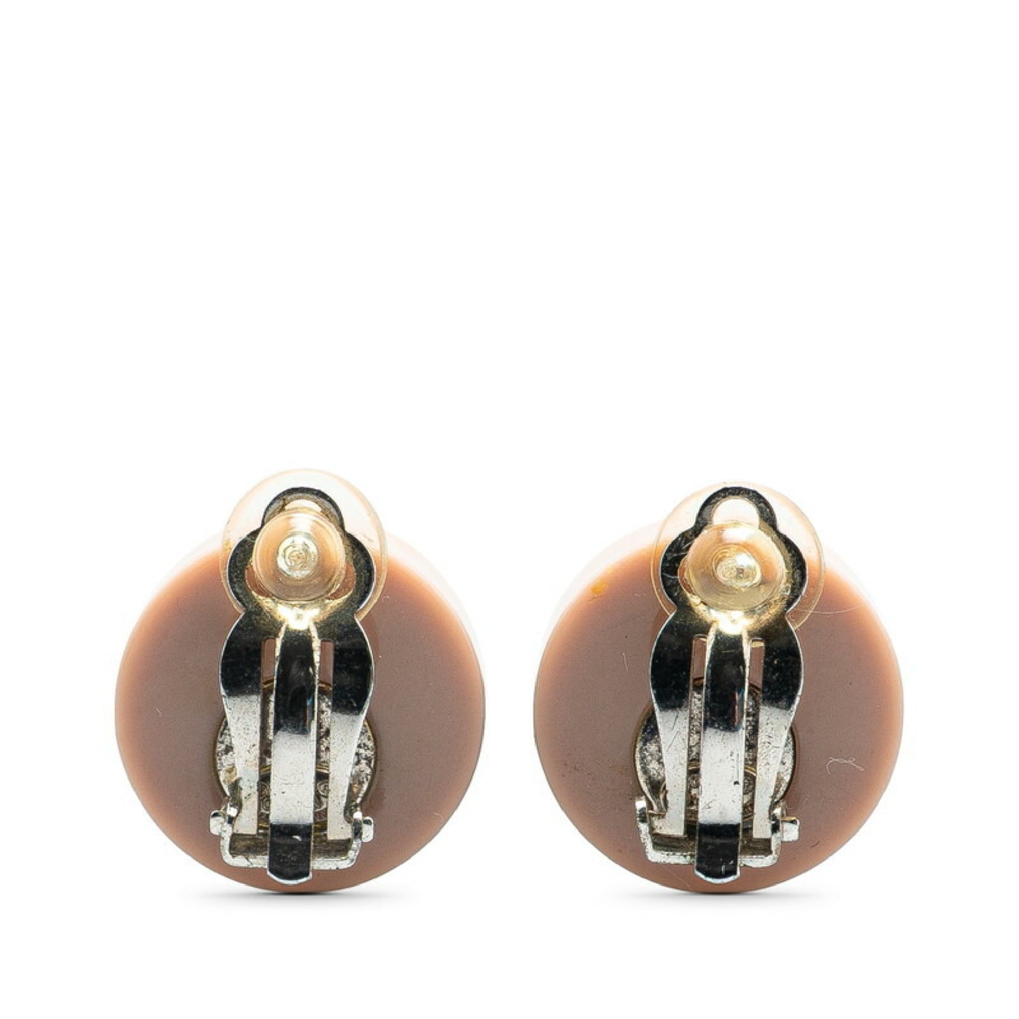 CC Logo Heart Clip-On Earrings Silver-Tone Metal Silver-Tone Metal