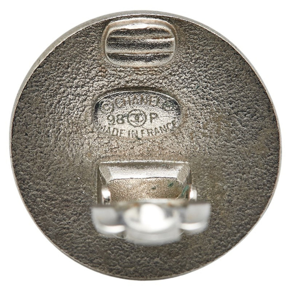 CC Logo Round Clip-On Earrings Silver-Tone Metal Silver-Tone Metal