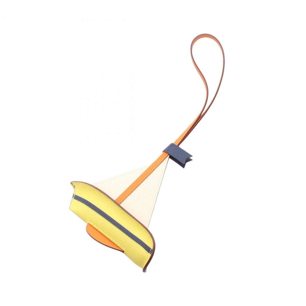 Charm Barenia Leather and Epsom Leather Ivory Lime Multi-color Orange Yellow Handbag Charm
