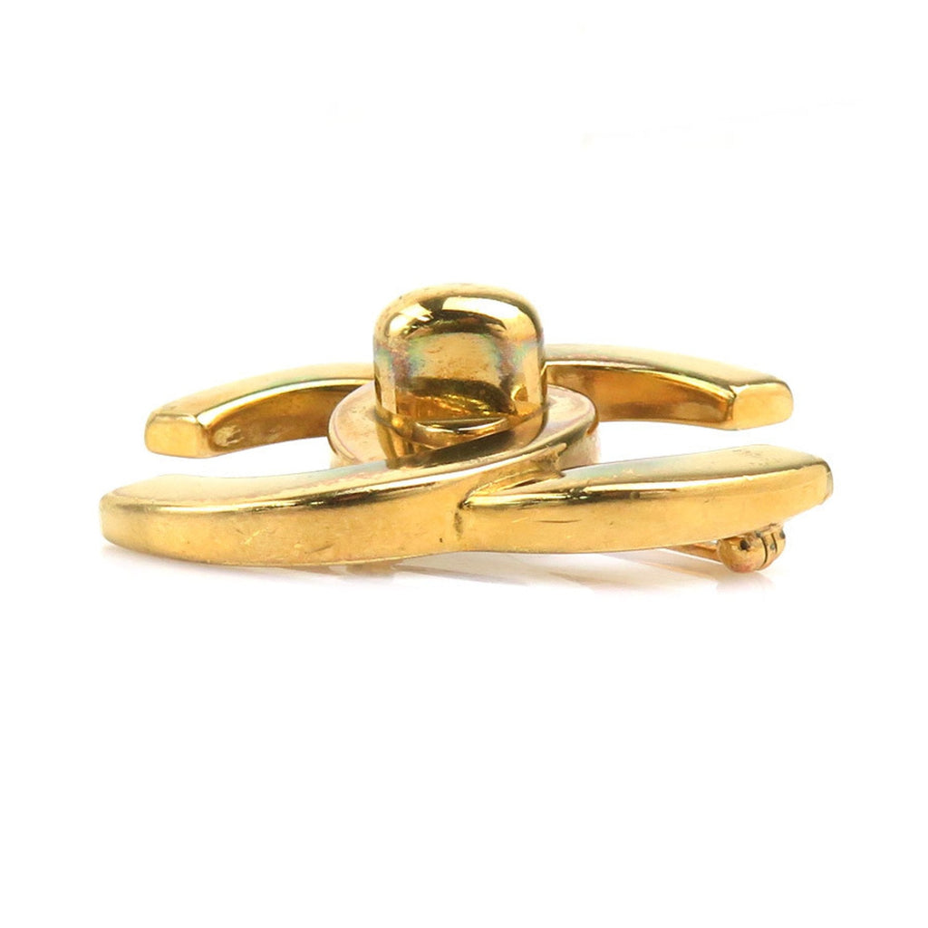 CC Logo Brooch Gold-Tone Metal