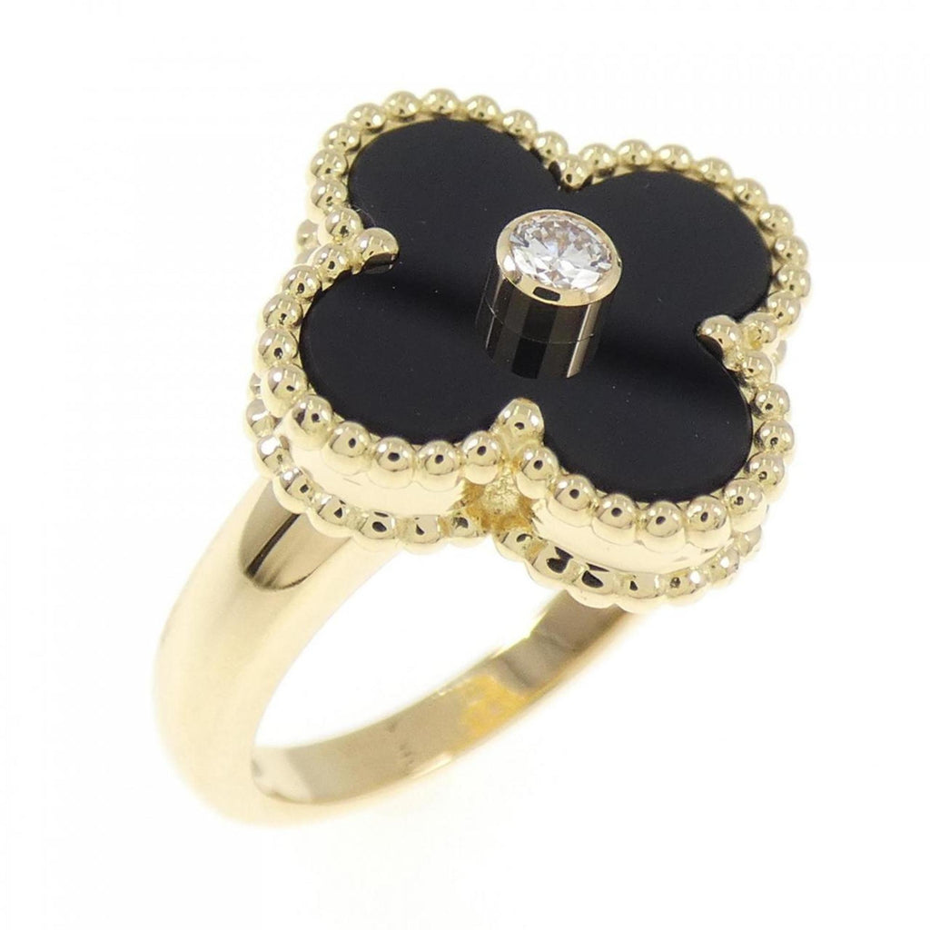 Vintage Alhambra Ring 18K Yellow Gold and Onyx
