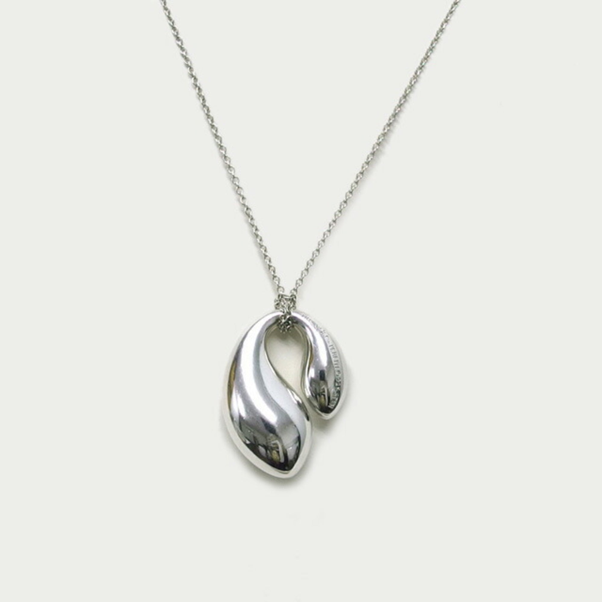 Double Teardrop Pendant Necklace Sterling Silver Large