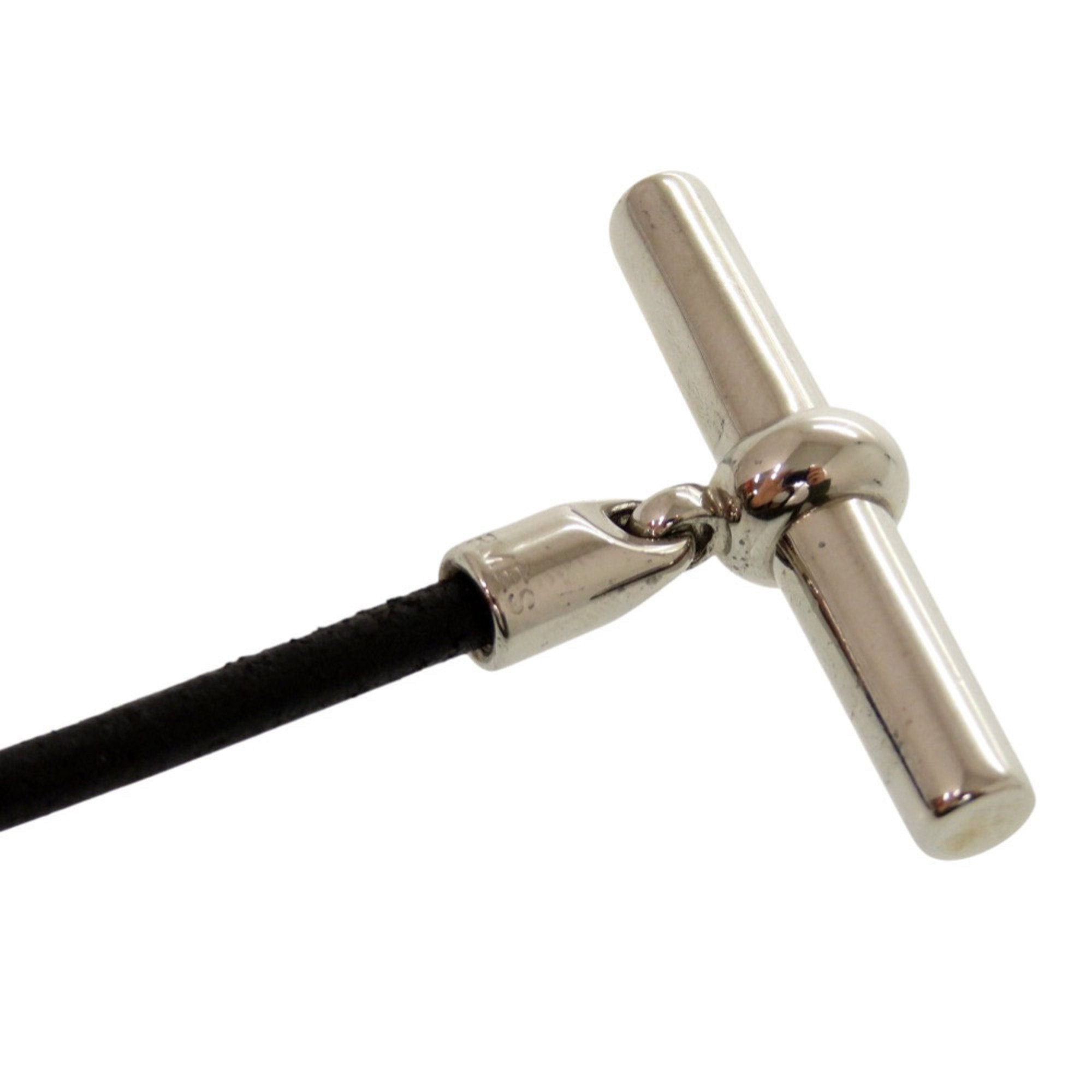 Leather Double Bracelet Black with Silver Hardware