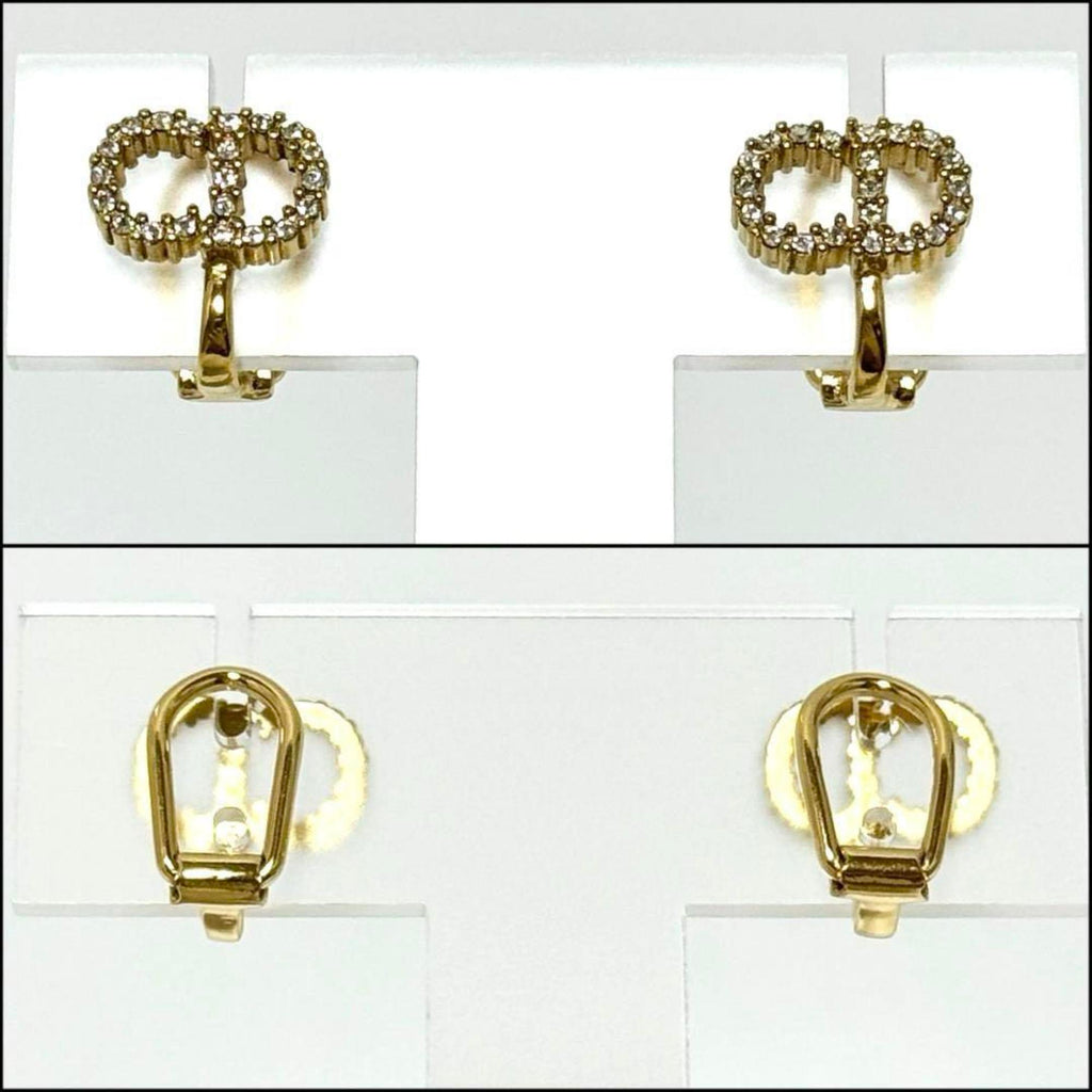 Clip-On Earrings Metal and Rhinestone