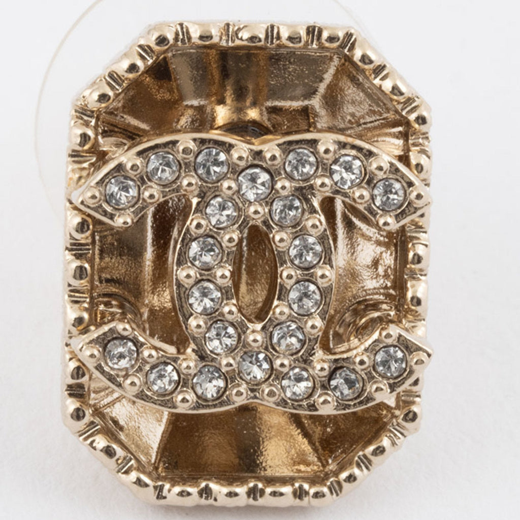 Earrings Rhinestone Gold-Tone Metal