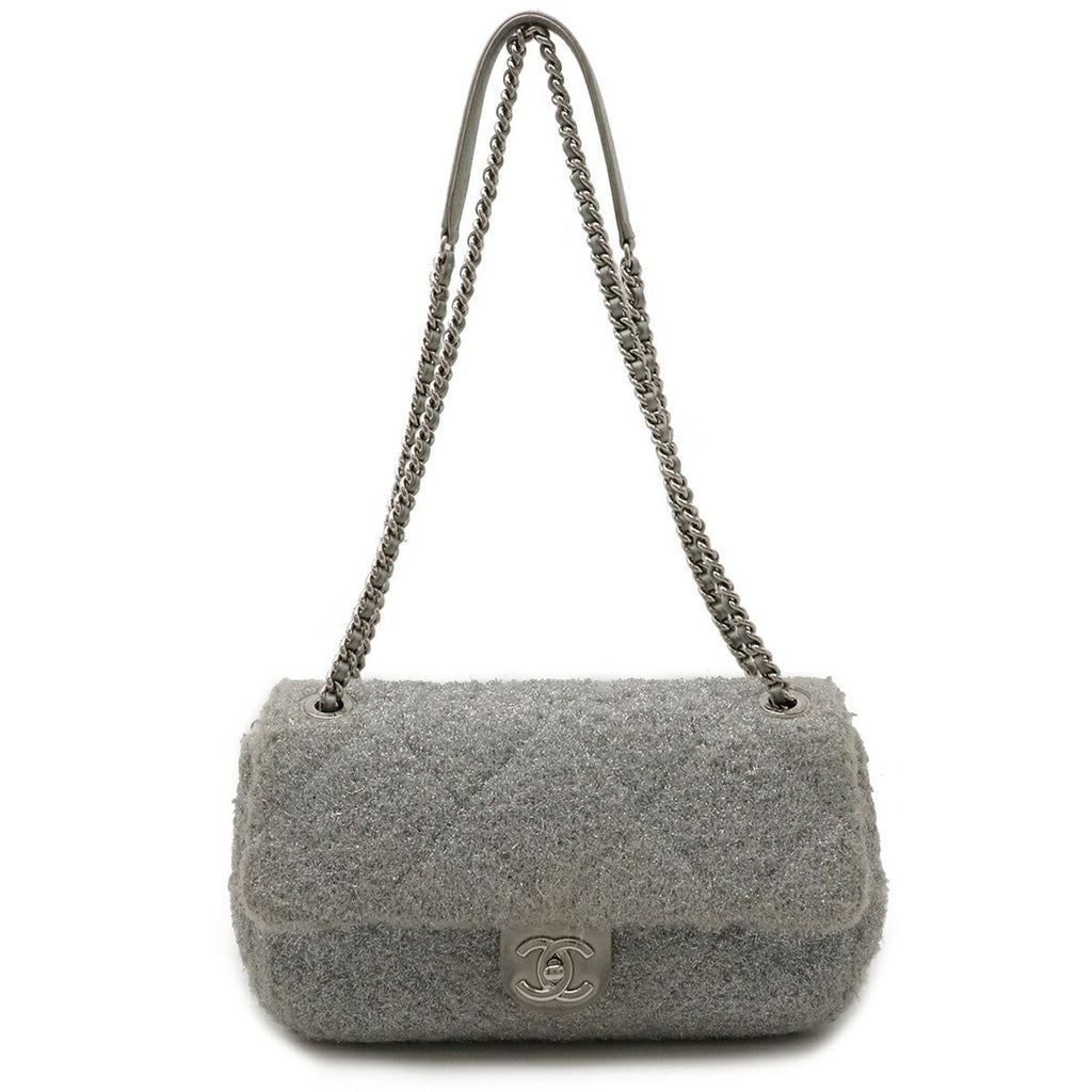 CC Chain Flap Bag Quilted Knit Pluto Glitter Medium