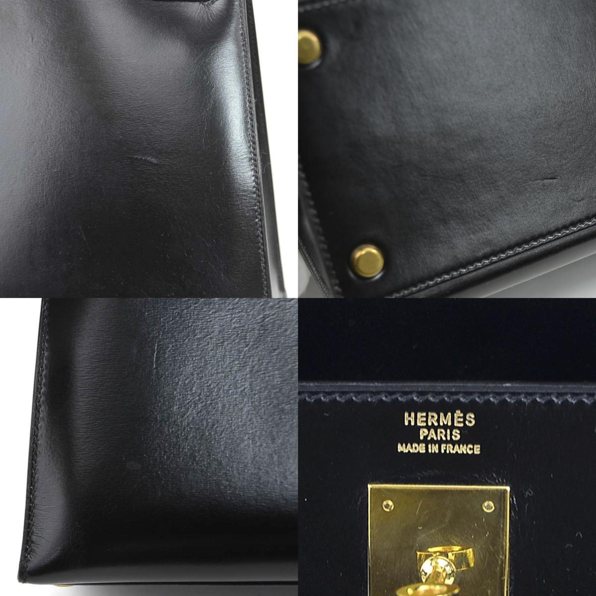 Kelly Handbag Black Box Calf with Gold Hardware 32