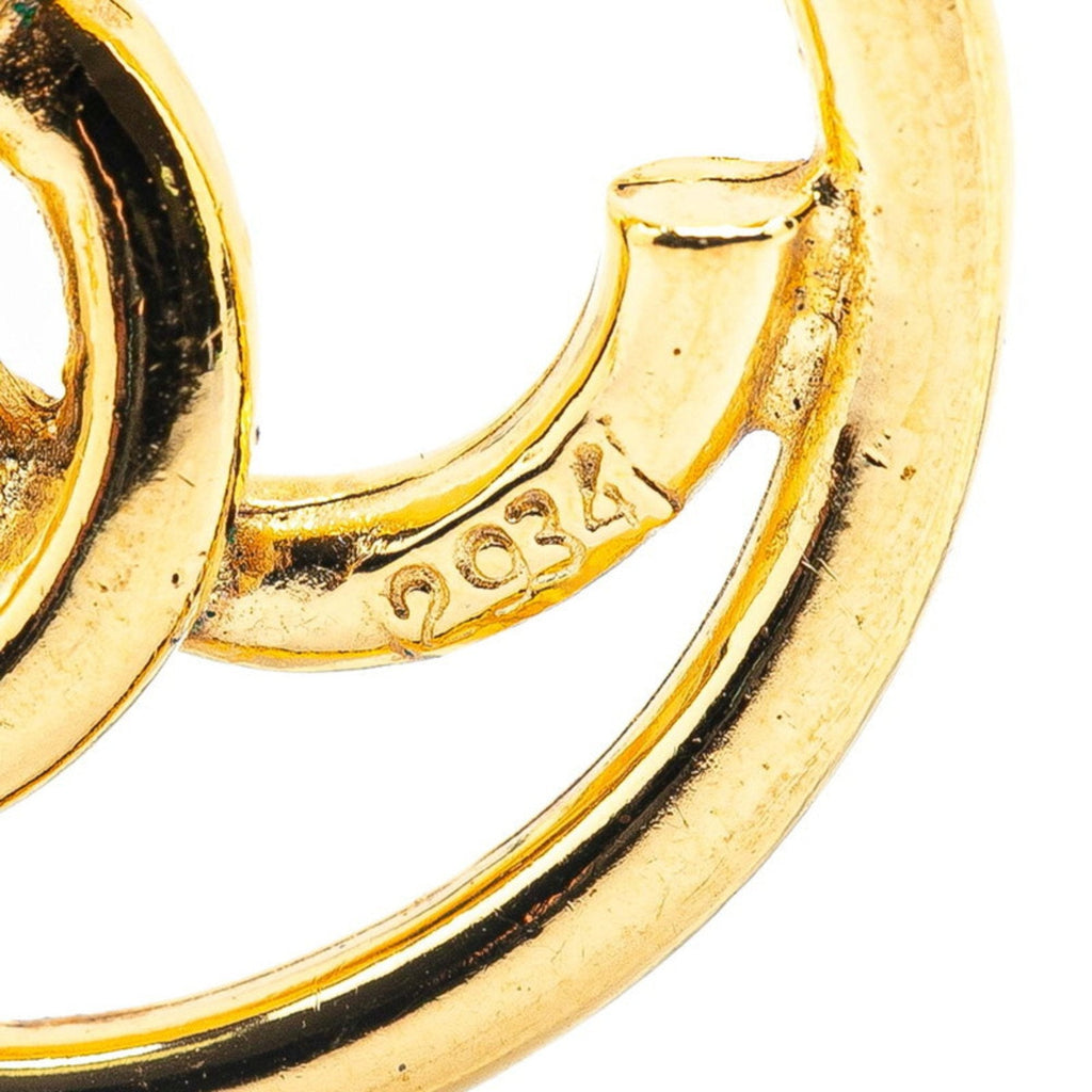 CC Logo Round Circle Earrings Metal Gold-Tone Metal