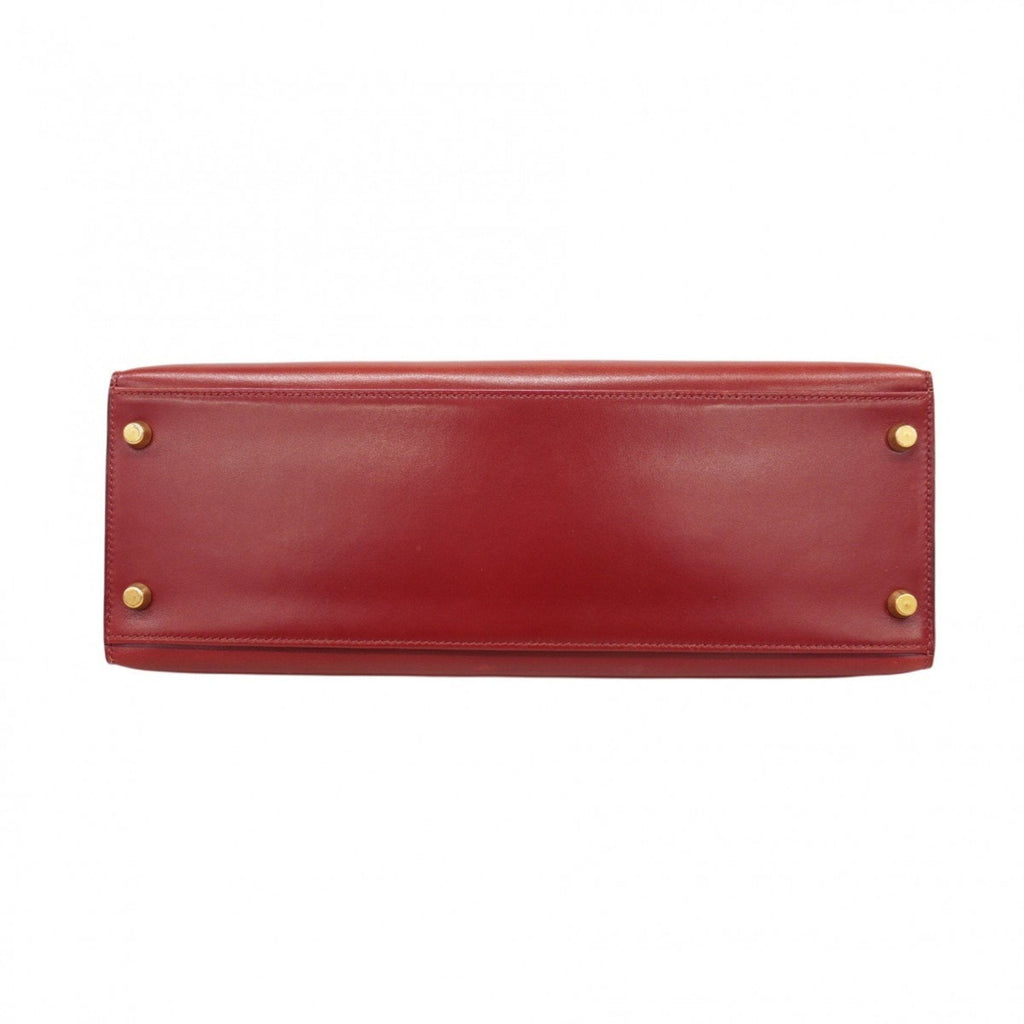 Kelly Handbag Red Box Calf with Gold Hardware 32