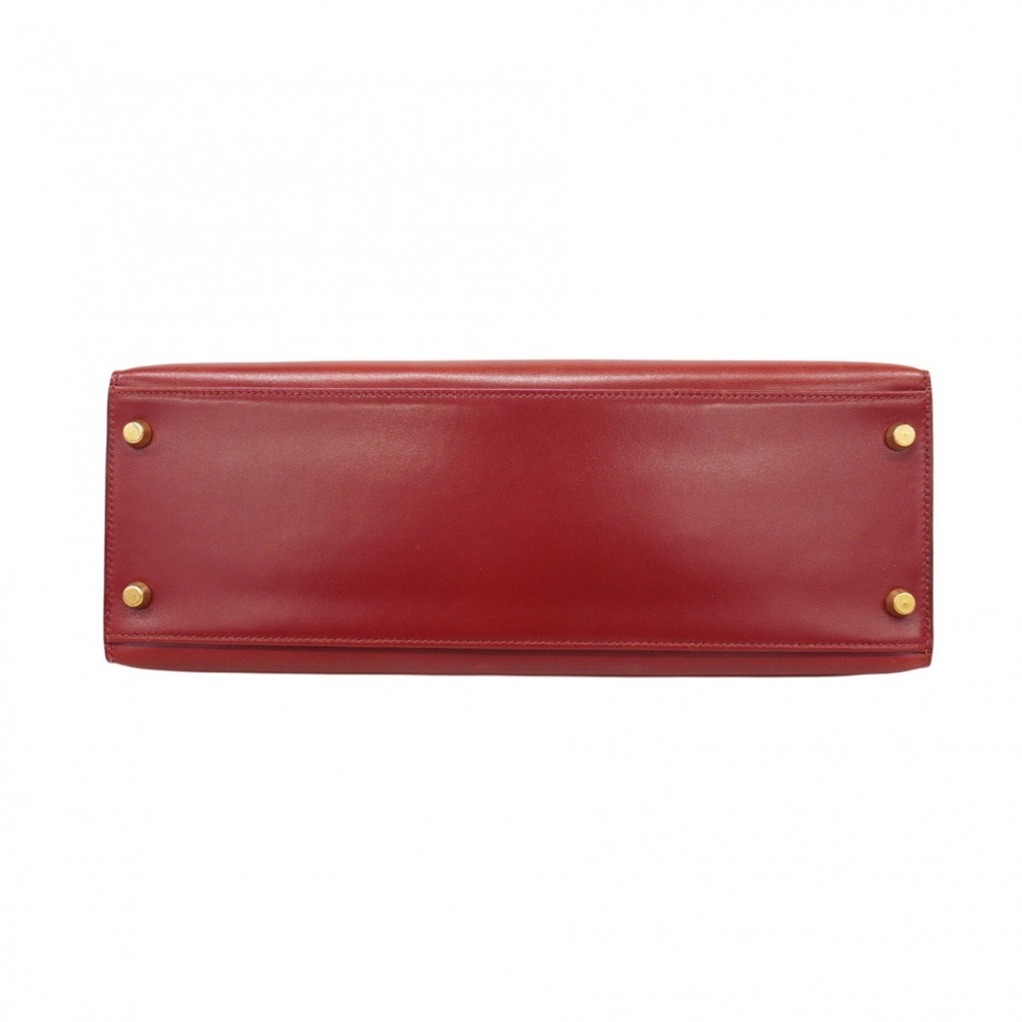 Kelly Handbag Red Box Calf with Gold Hardware 32