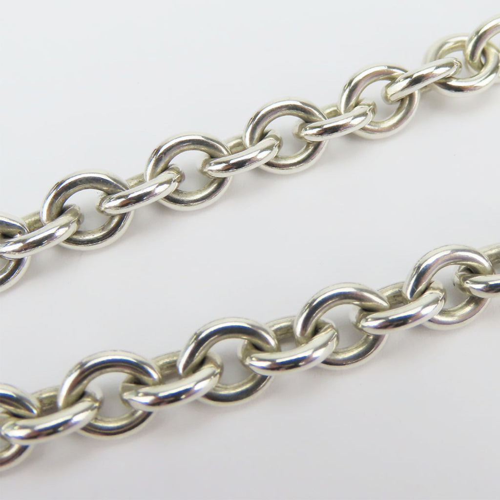 Oval Tag Chain Necklace Sterling Silver