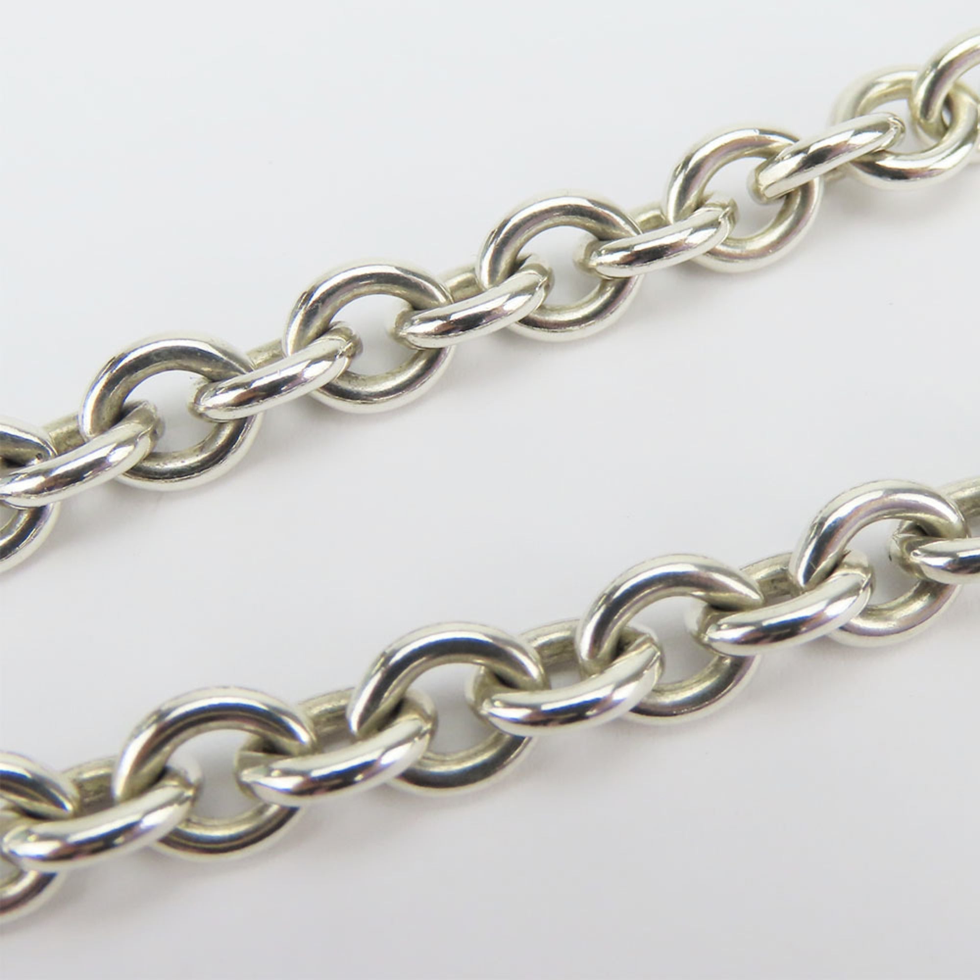 Oval Tag Chain Necklace Sterling Silver