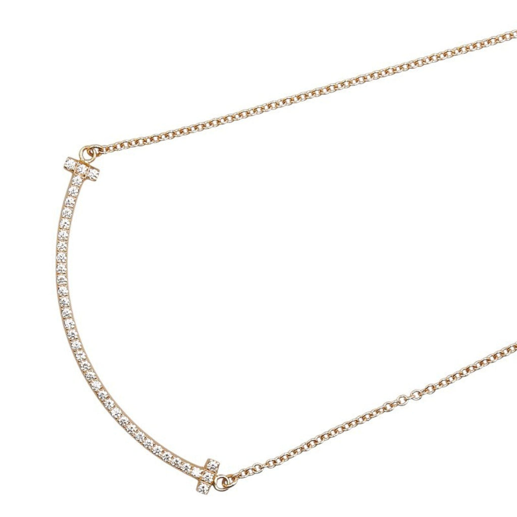 T Smile Pendant Necklace 18K Rose Gold with Diamonds