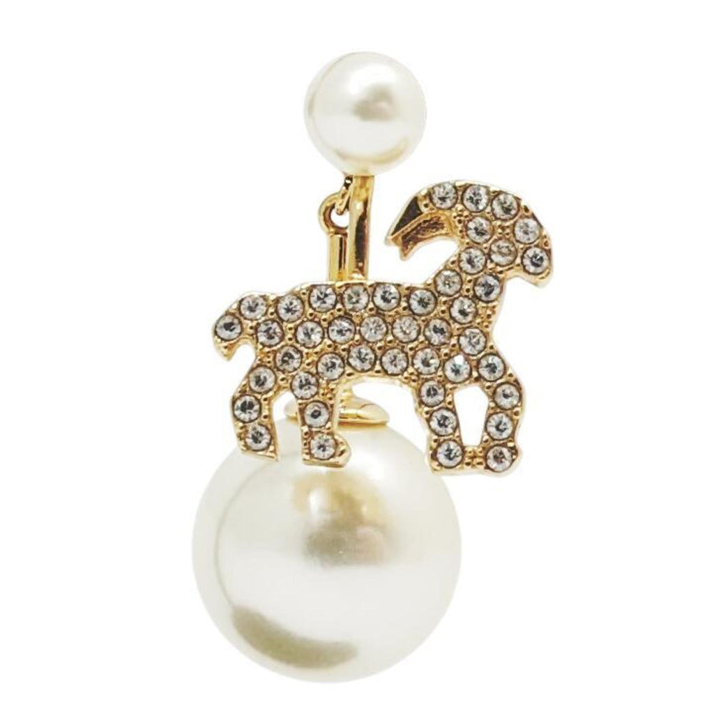 Single Earring Pearl Gold-Tone Metal