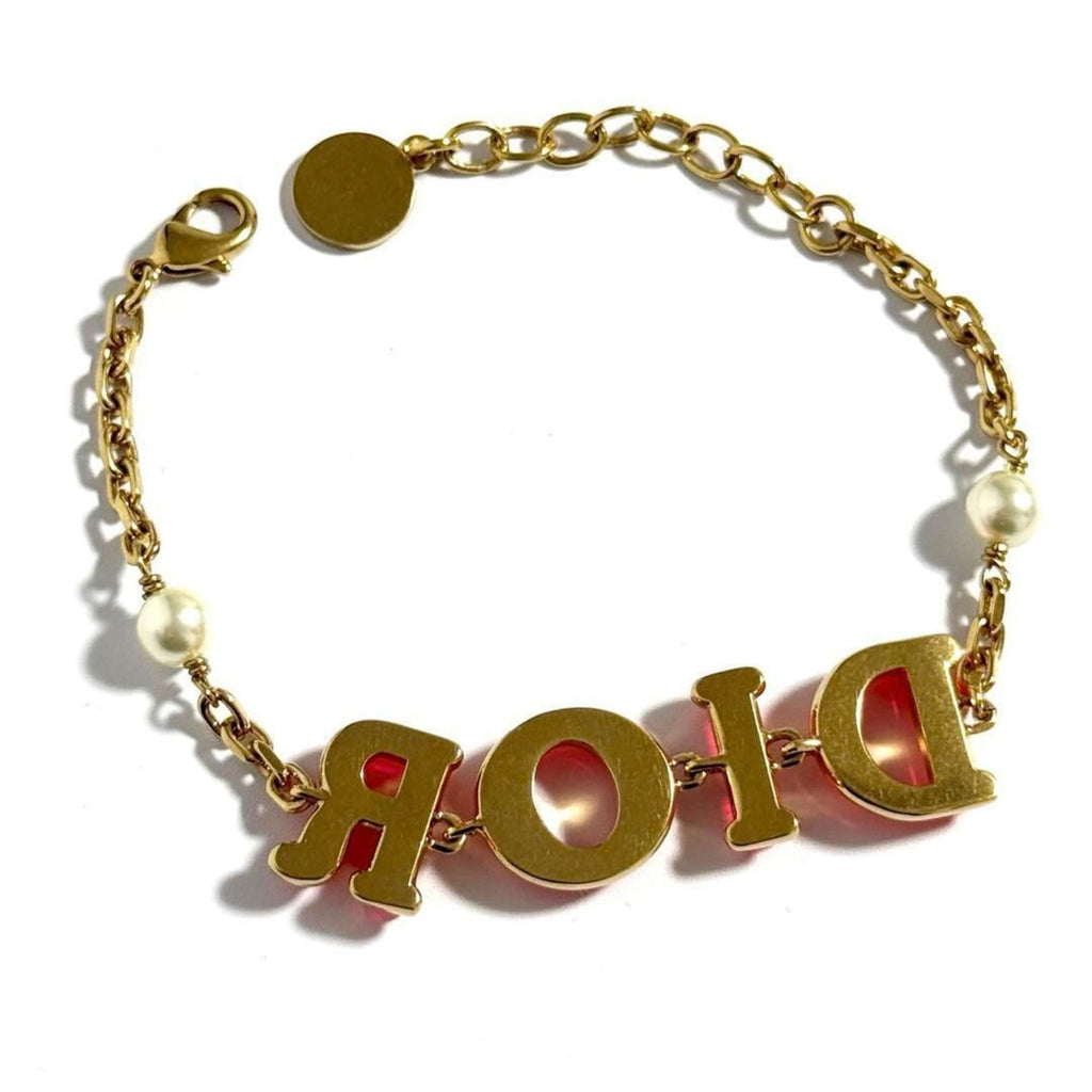 Bracelet Artificial Pearl and Metal Orange