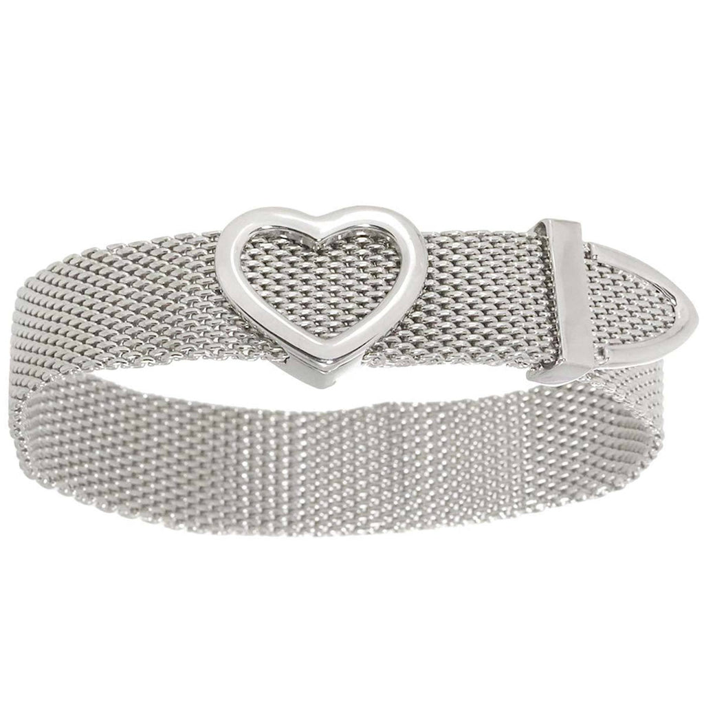 Somerset Heart Mesh Bracelet Sterling Silver 17cm